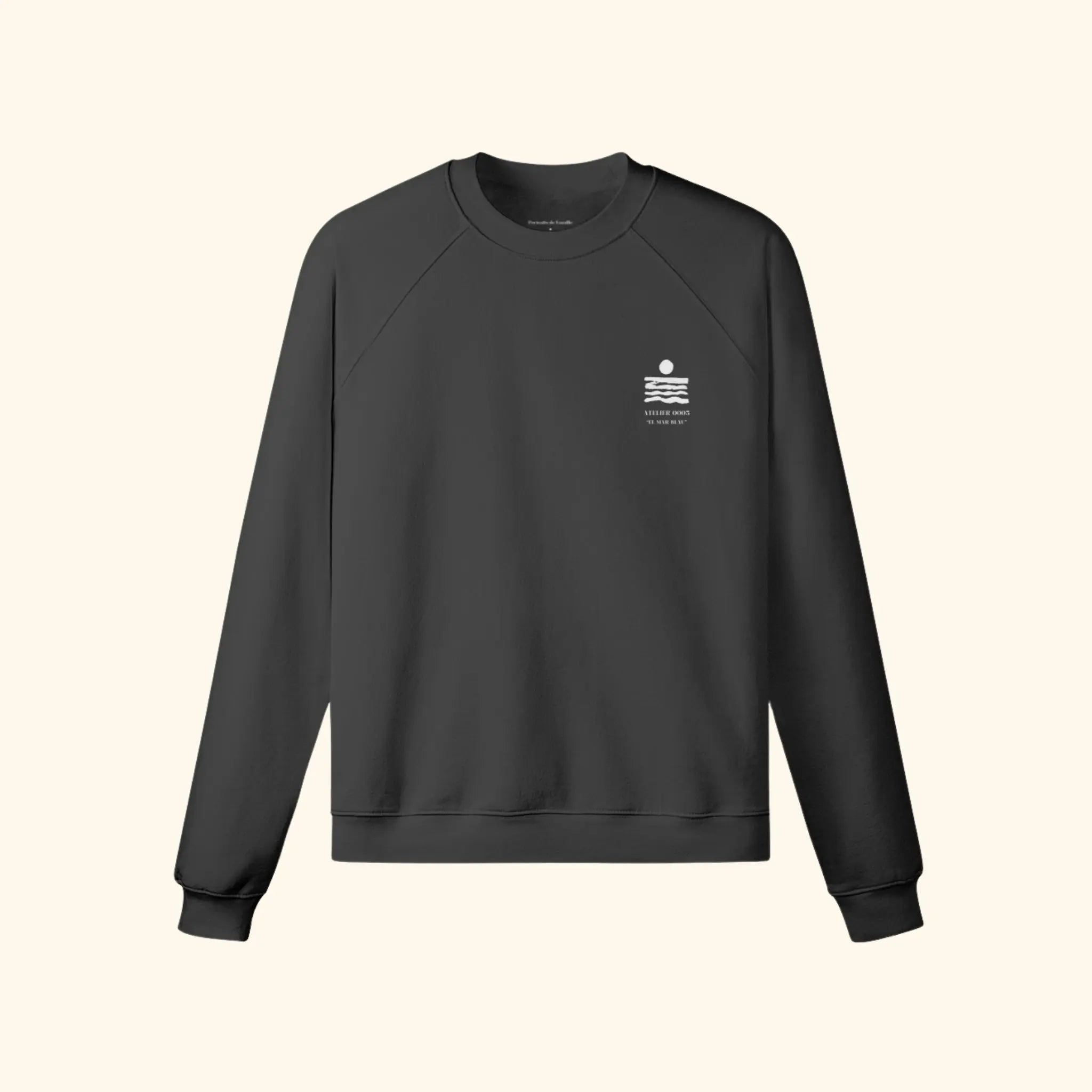 Portraits de Famille El Mar Blau The Sweatshirt Saudade Midnight Black Heavy Cotton Front
