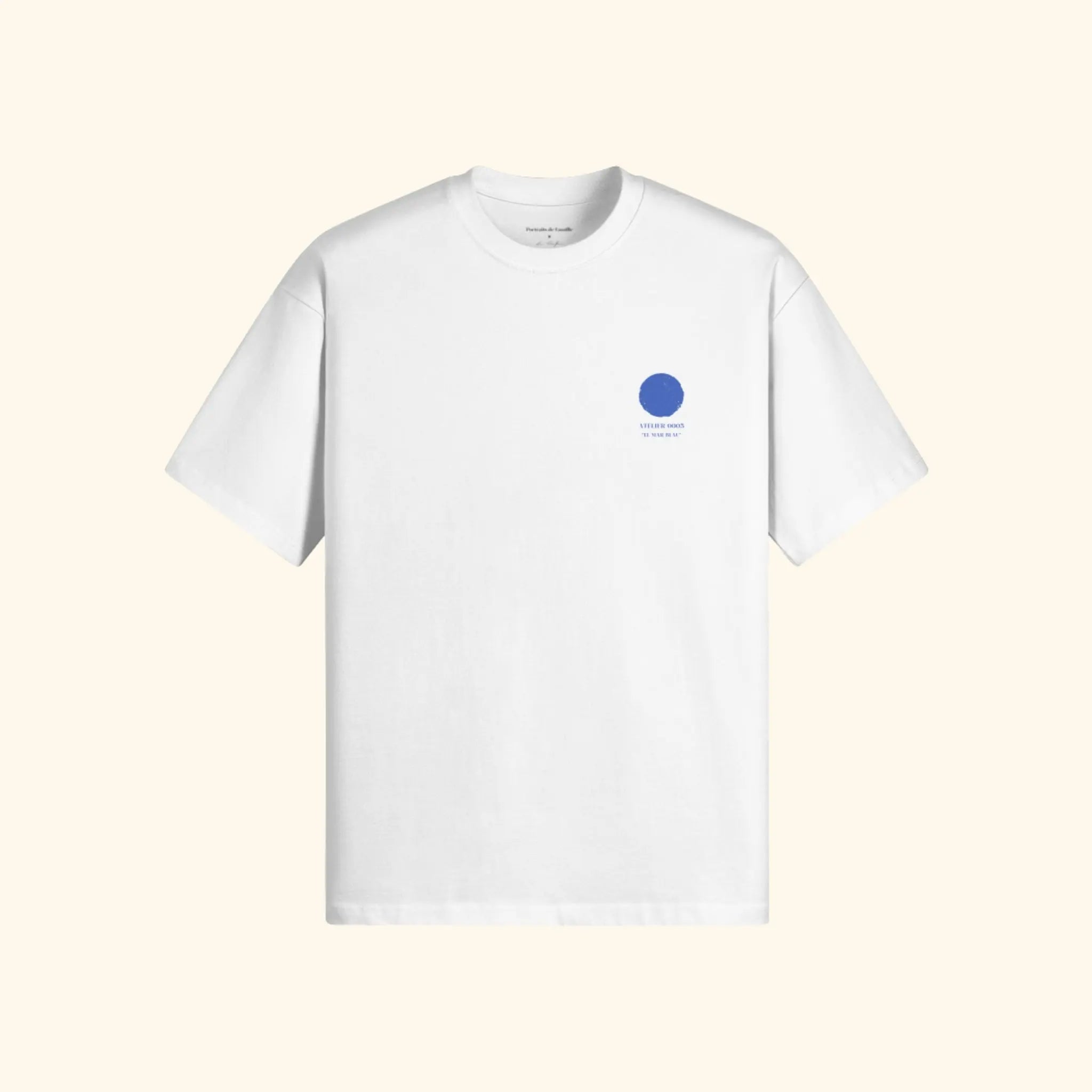 Portraits de Famille El Mar Blau The Tee Blau Off White Heavy Cotton Front