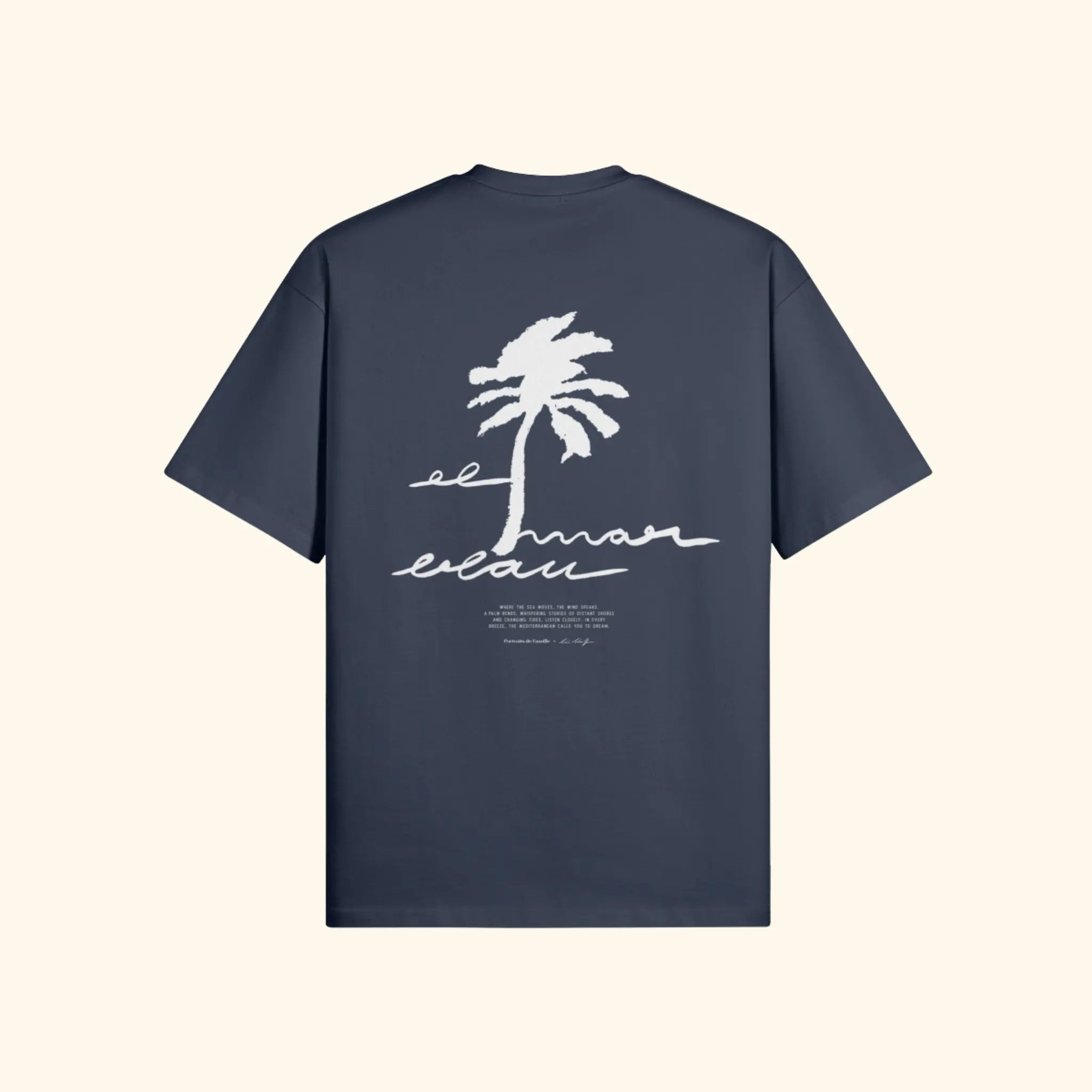 Portraits de Famille El Mar Blau The Tee El Mar Blau Harbor Blue Heavy Cotton Back
