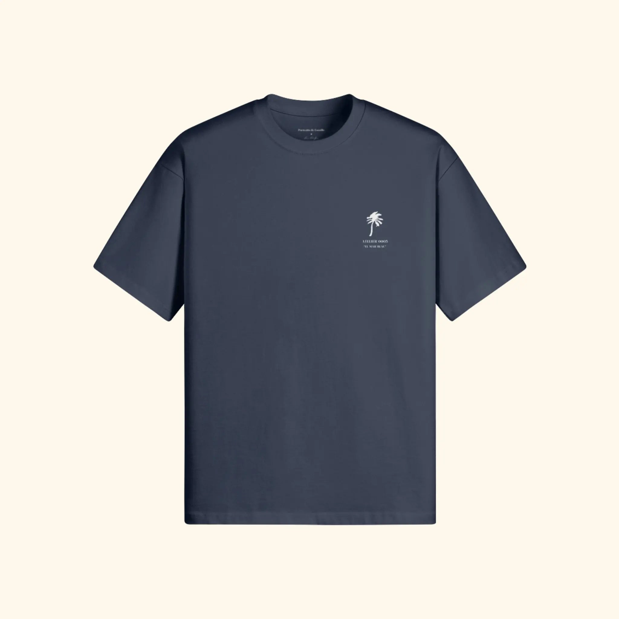 Portraits de Famille El Mar Blau The Tee El Mar Blau Harbor Blue Heavy Cotton Front