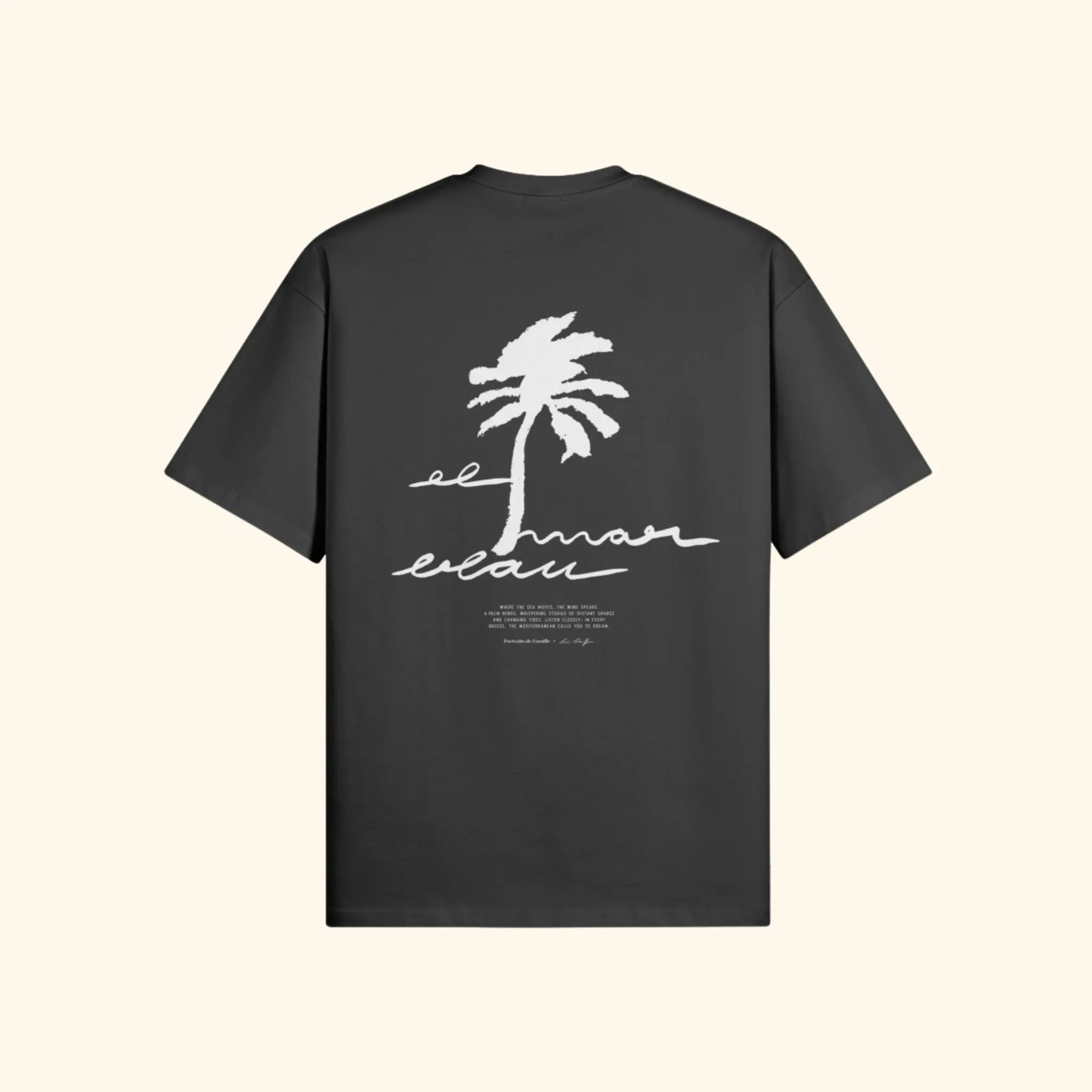 Portraits de Famille El Mar Blau The Tee El Mar Blau Midnight Black Heavy Cotton Back