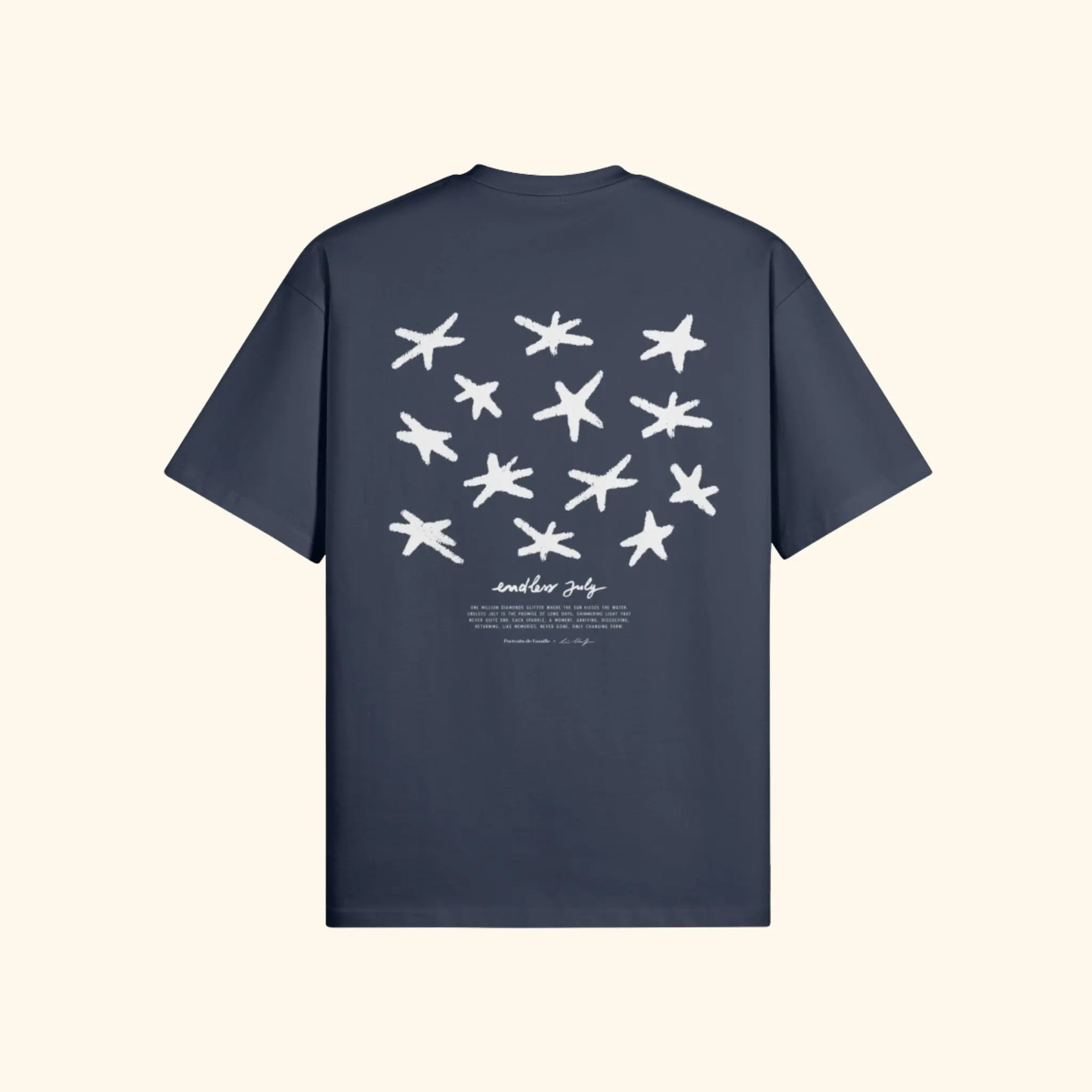 Portraits de Famille El Mar Blau The Tee Endless July Harbor Blue Heavy Cotton Back