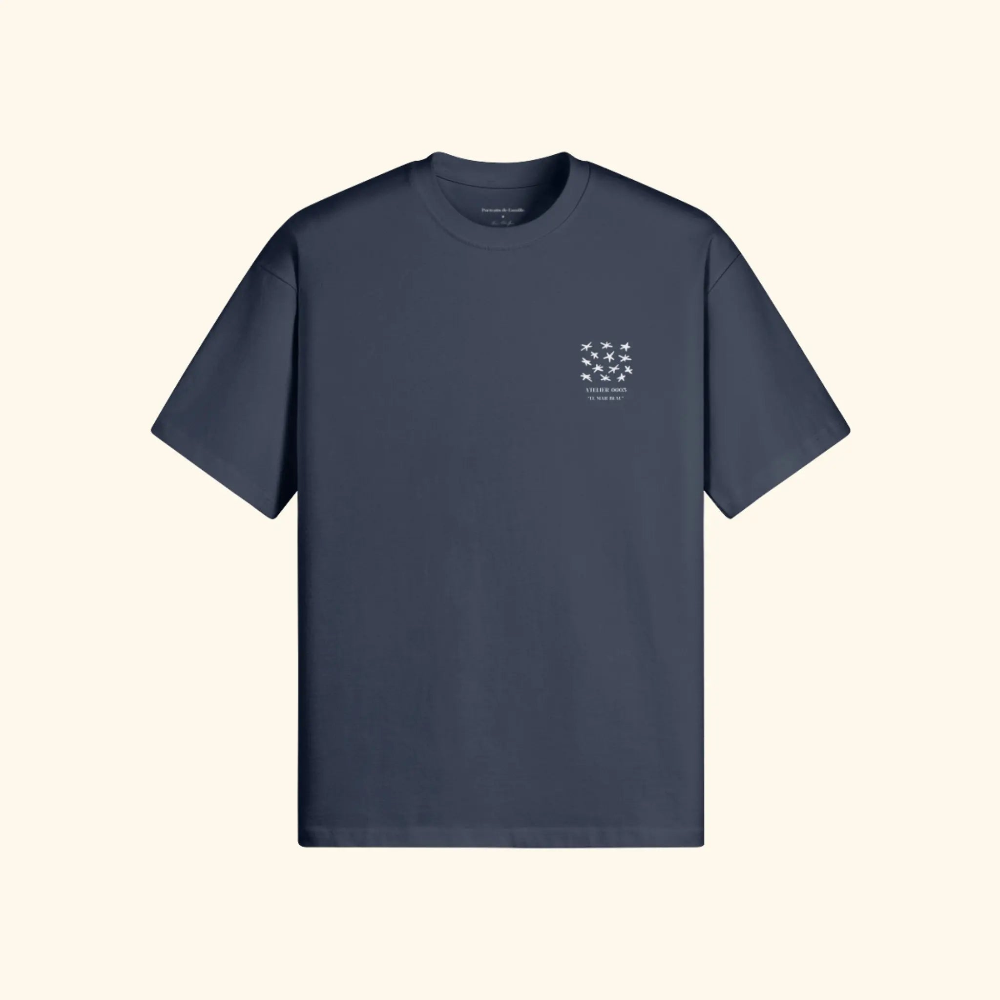 Portraits de Famille El Mar Blau The Tee Endless July Harbor Blue Heavy Cotton Front