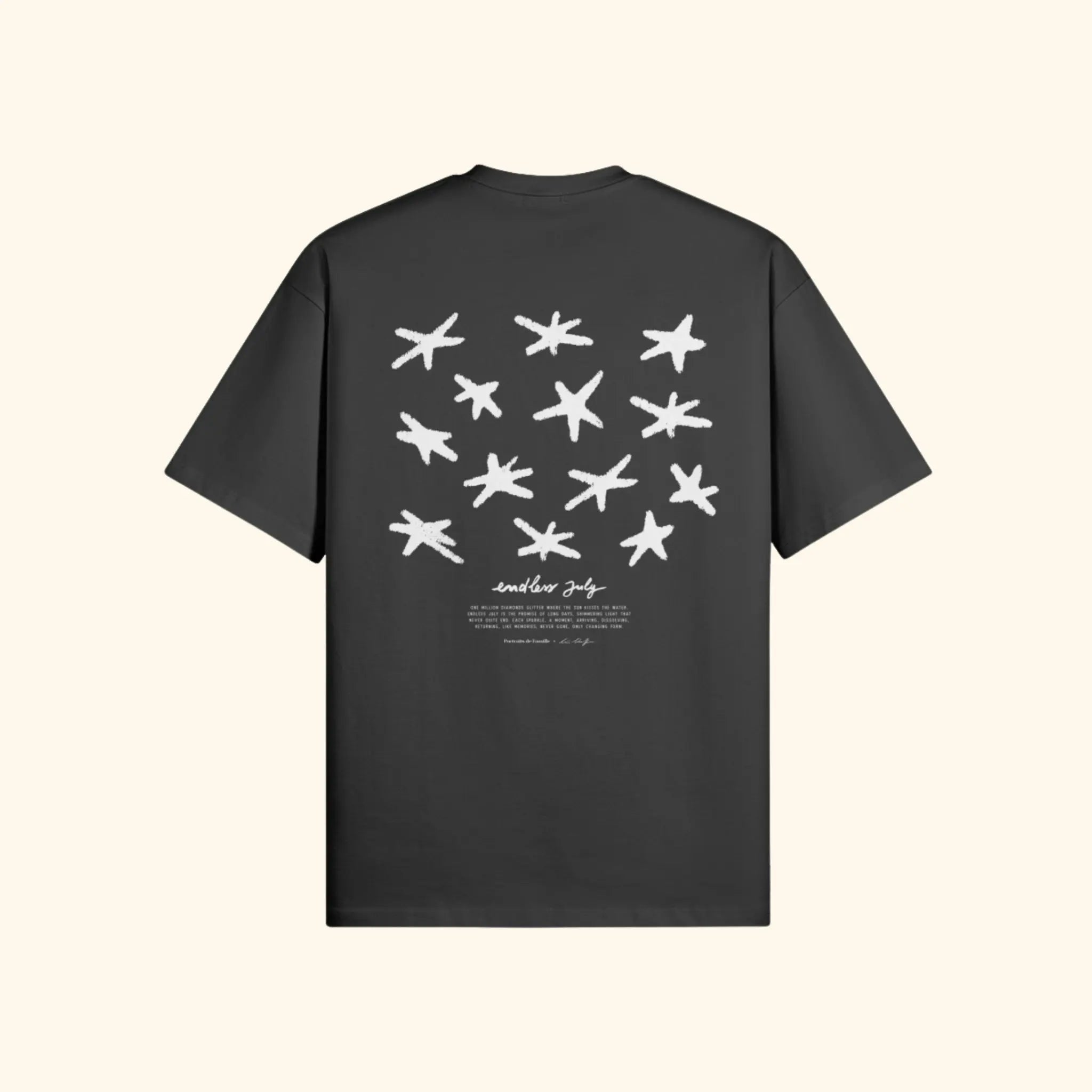 Portraits de Famille El Mar Blau The Tee Endless July Midnight Black Heavy Cotton Back