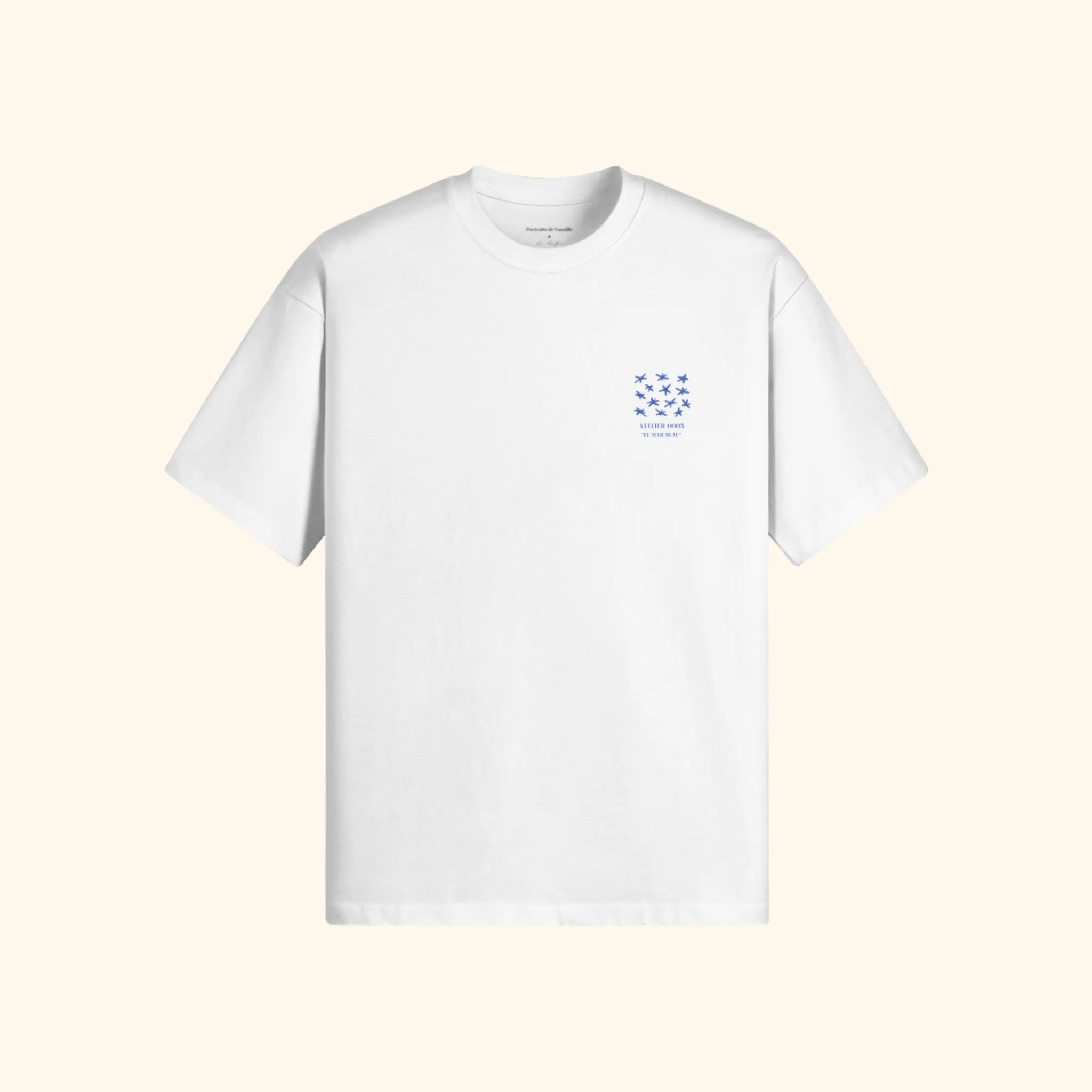 Portraits de Famille El Mar Blau The Tee Endless July Off White Heavy Cotton Front