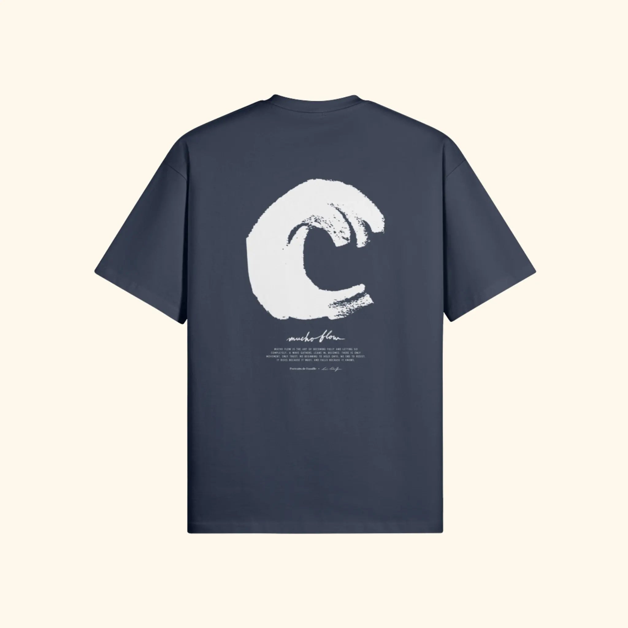 Portraits de Famille El Mar Blau The Tee Mucho Flow Harbor Blue Heavy Cotton Back