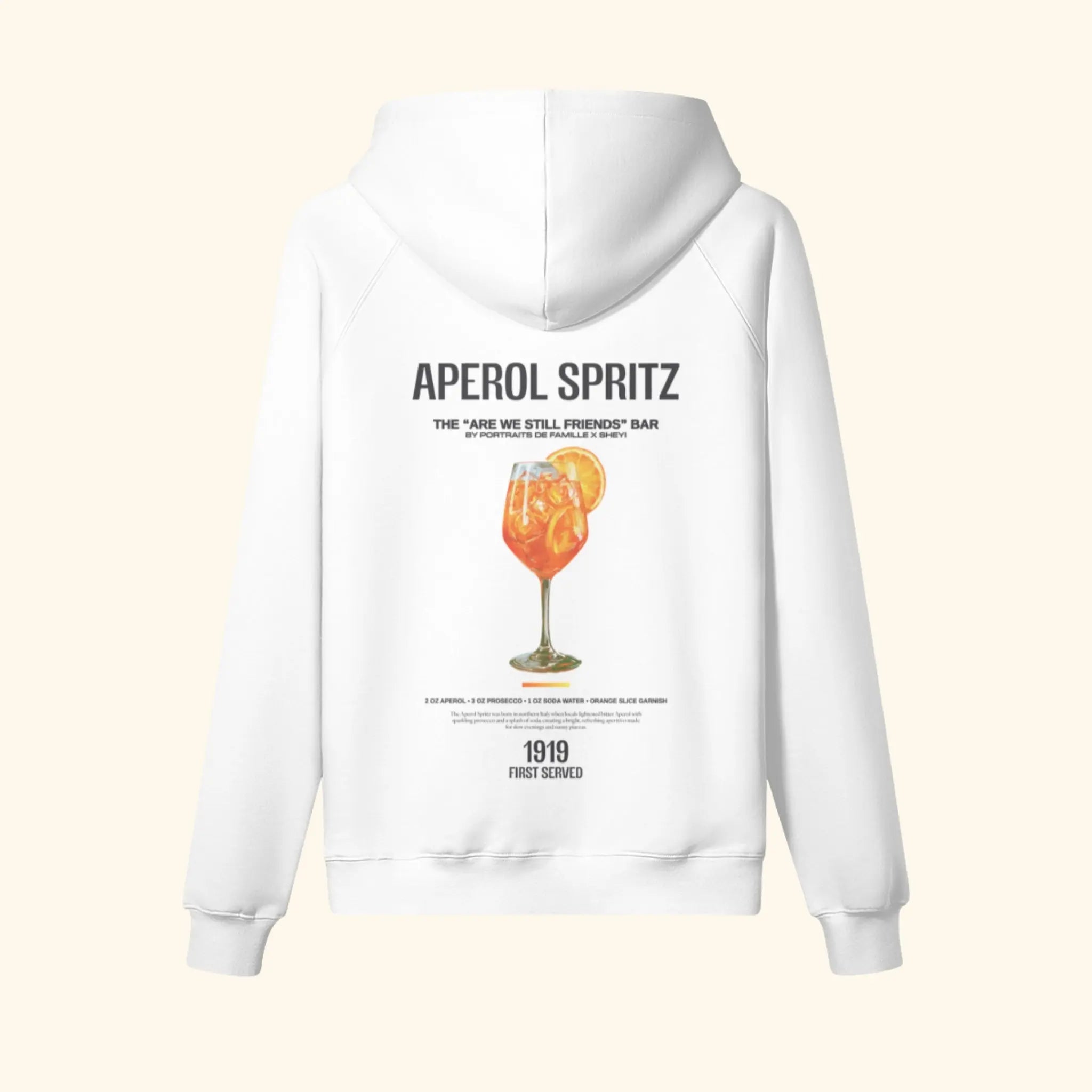 Portraits de Famille Liquid The Hoodie Aperol Spritz Off White Heavy Cotton Back
