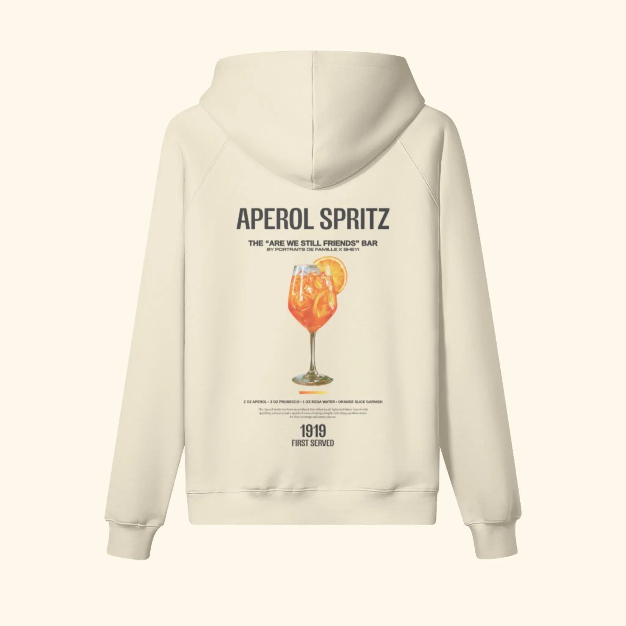 Portraits de Famille Liquid The Hoodie Aperol Spritz Pastel Beige Heavy Cotton Back