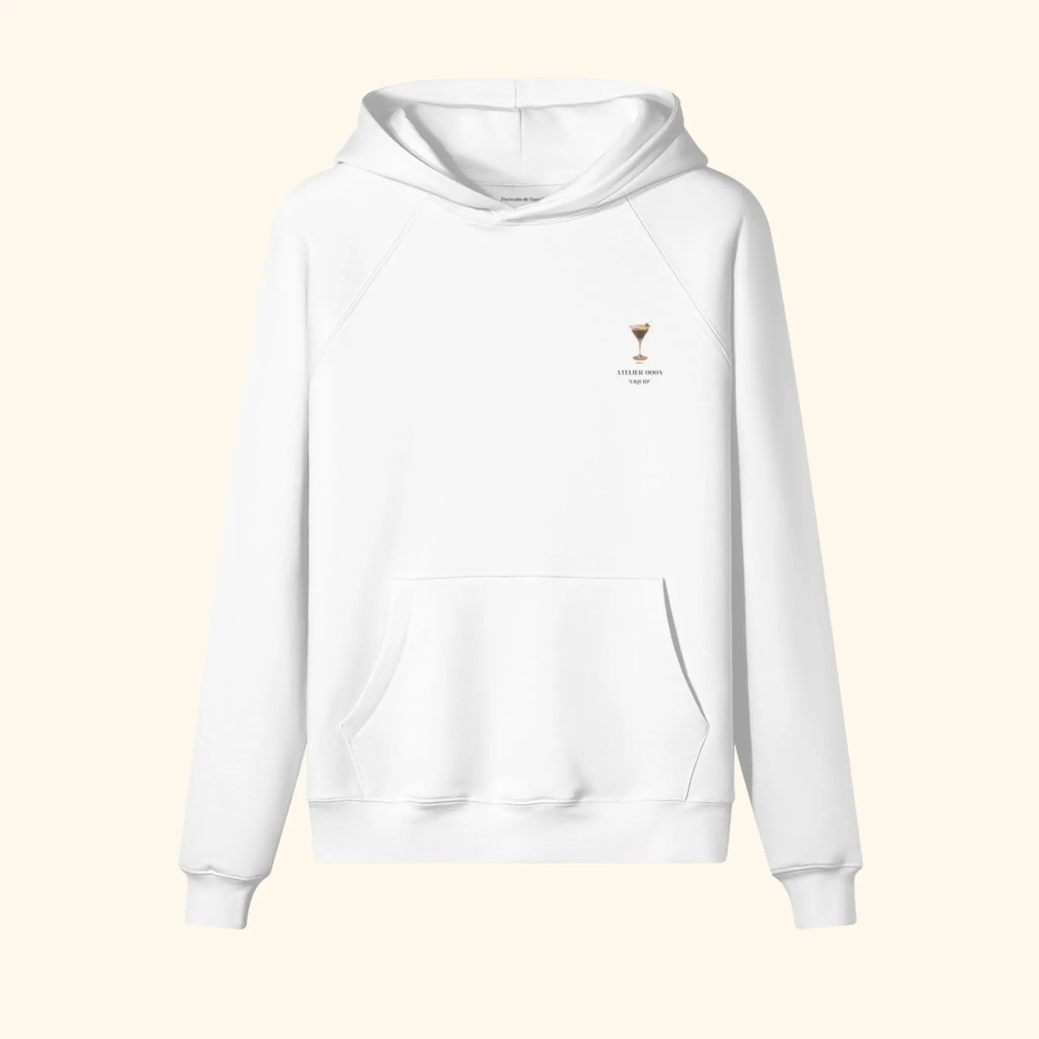 Portraits de Famille Liquid The Hoodie Espresso Martini Off White Heavy Cotton Front