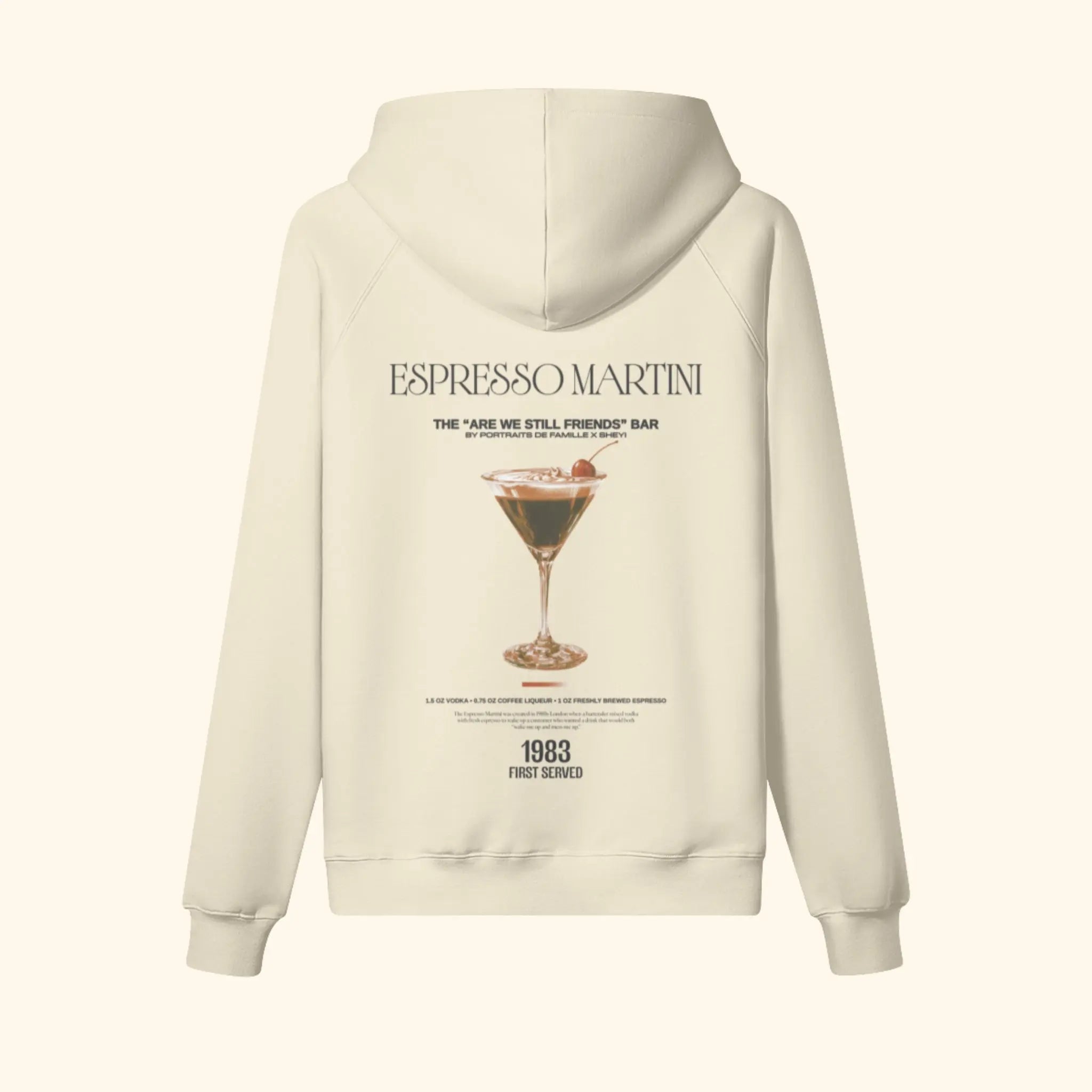Portraits de Famille Liquid The Hoodie Espresso Martini Pastel Beige Heavy Cotton Back