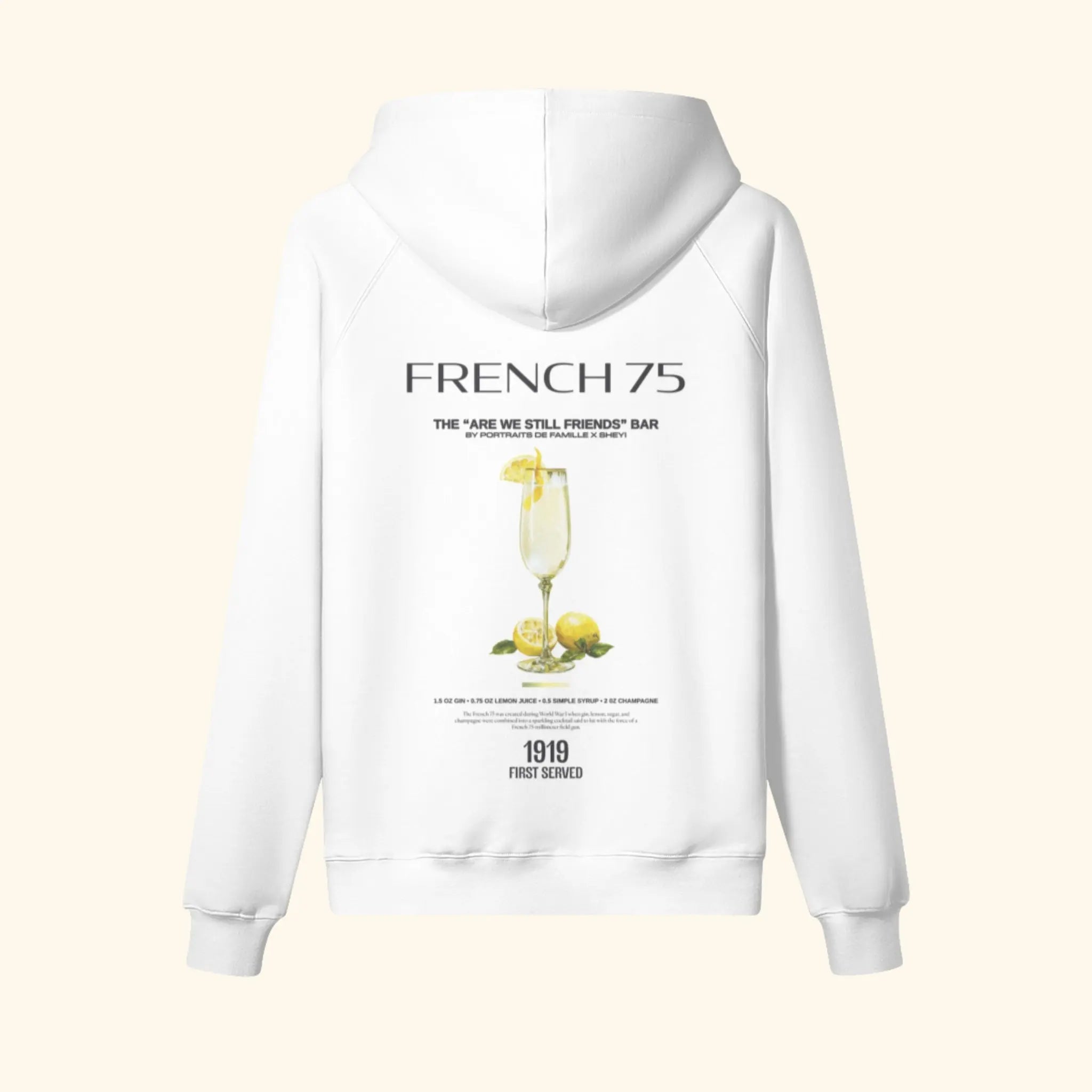 Portraits de Famille Liquid The Hoodie French 75 Off White Heavy Cotton Back