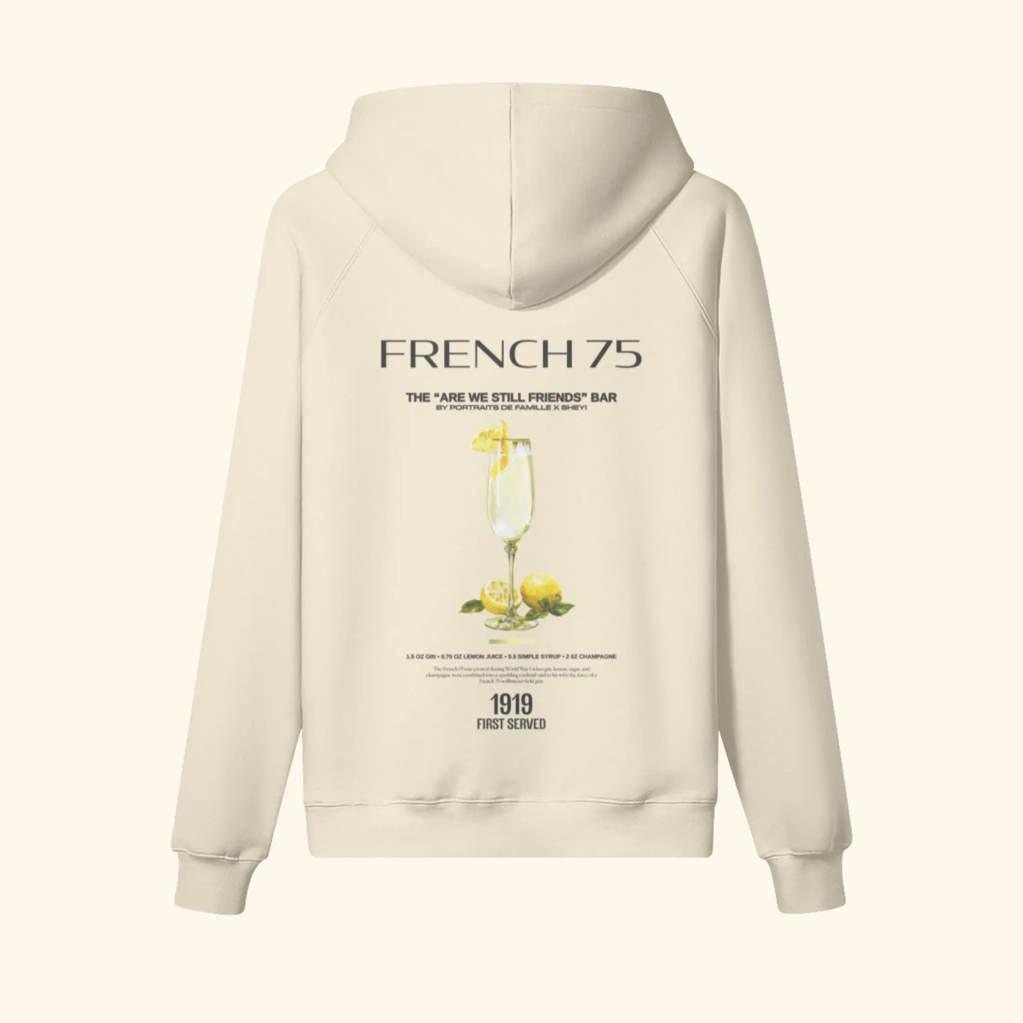 Portraits de Famille Liquid The Hoodie French 75 Pastel Beige Heavy Cotton Back