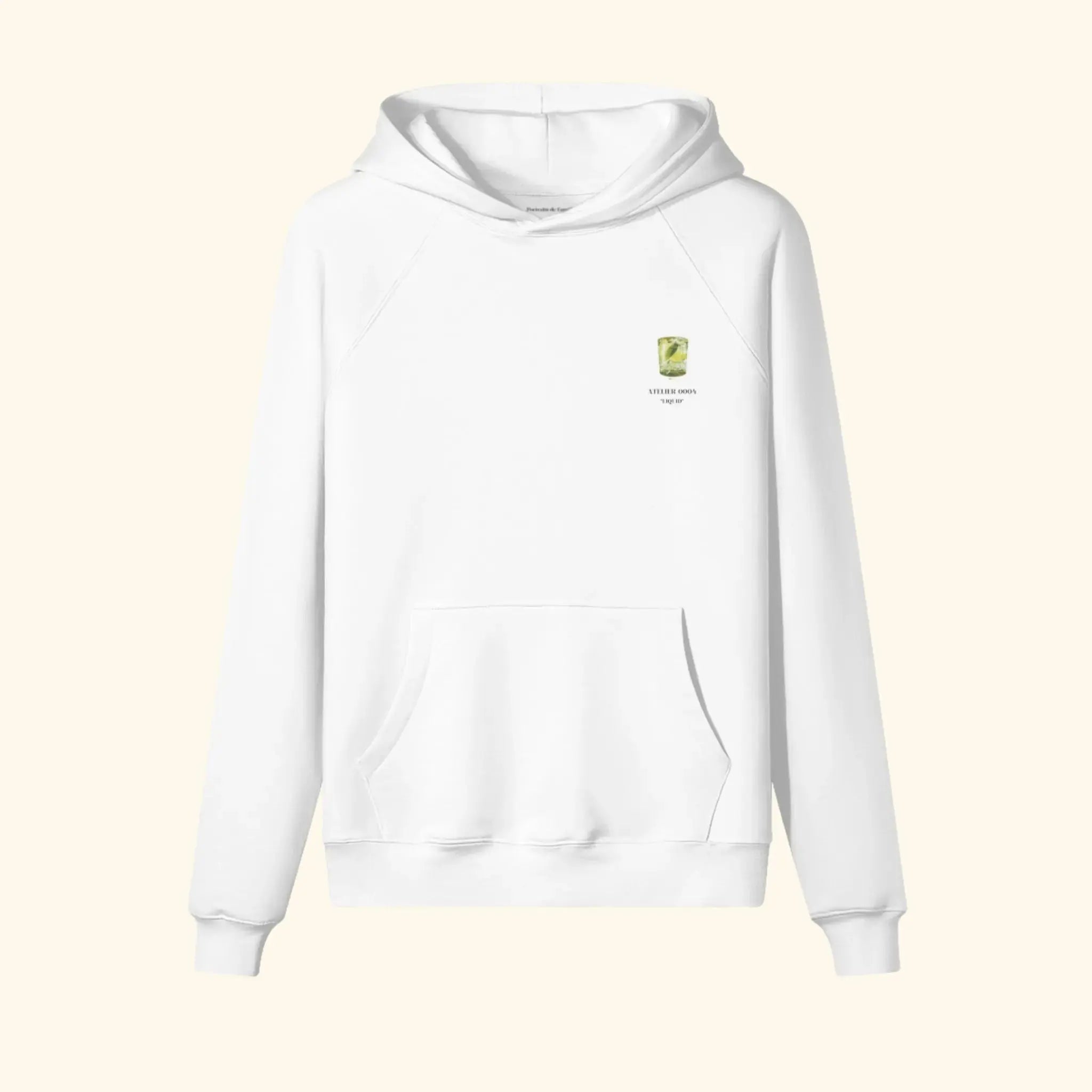 Portraits de Famille Liquid The Hoodie Gin & Tonic Off White Heavy Cotton Front