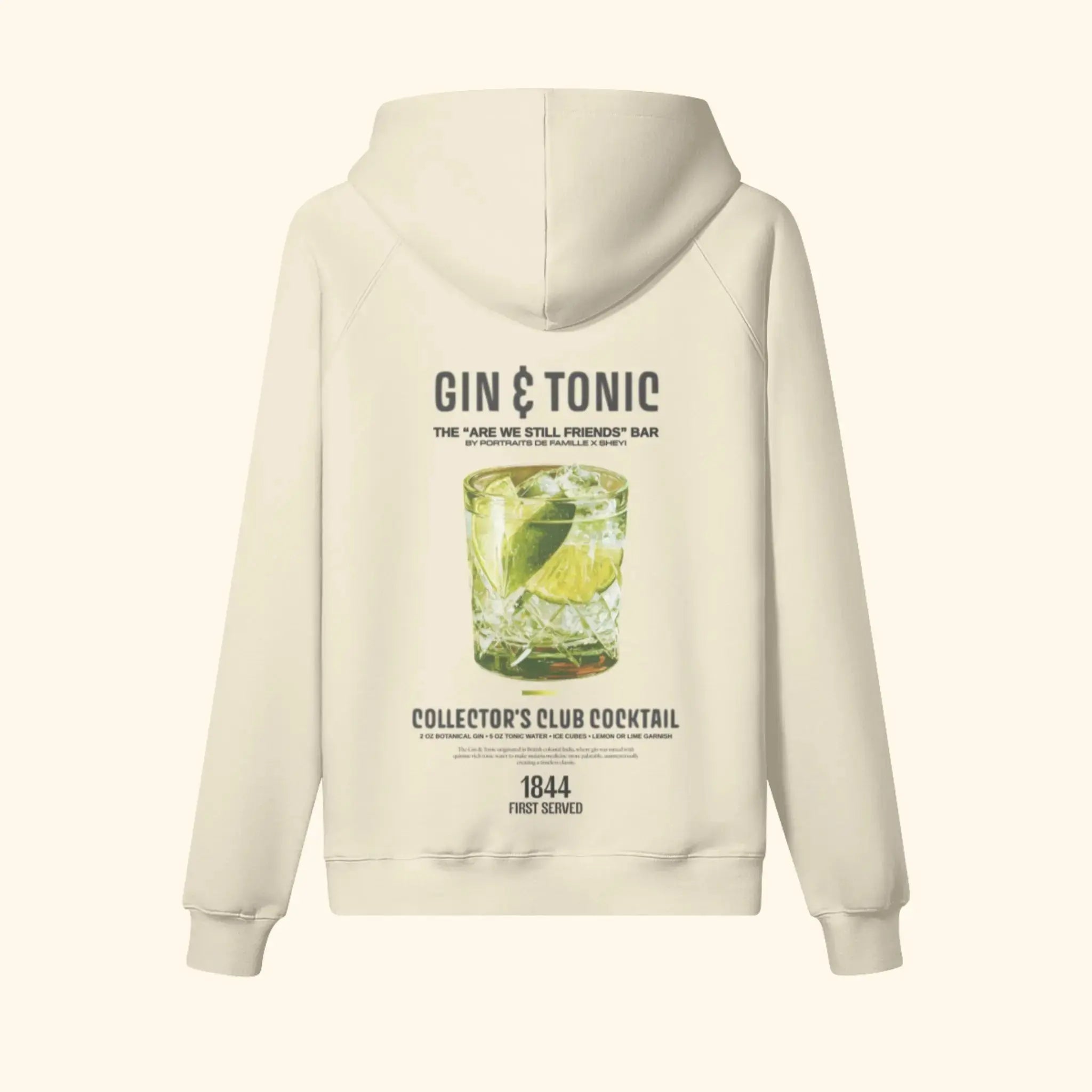 Portraits de Famille Liquid The Hoodie Gin & Tonic Pastel Beige Heavy Cotton Back