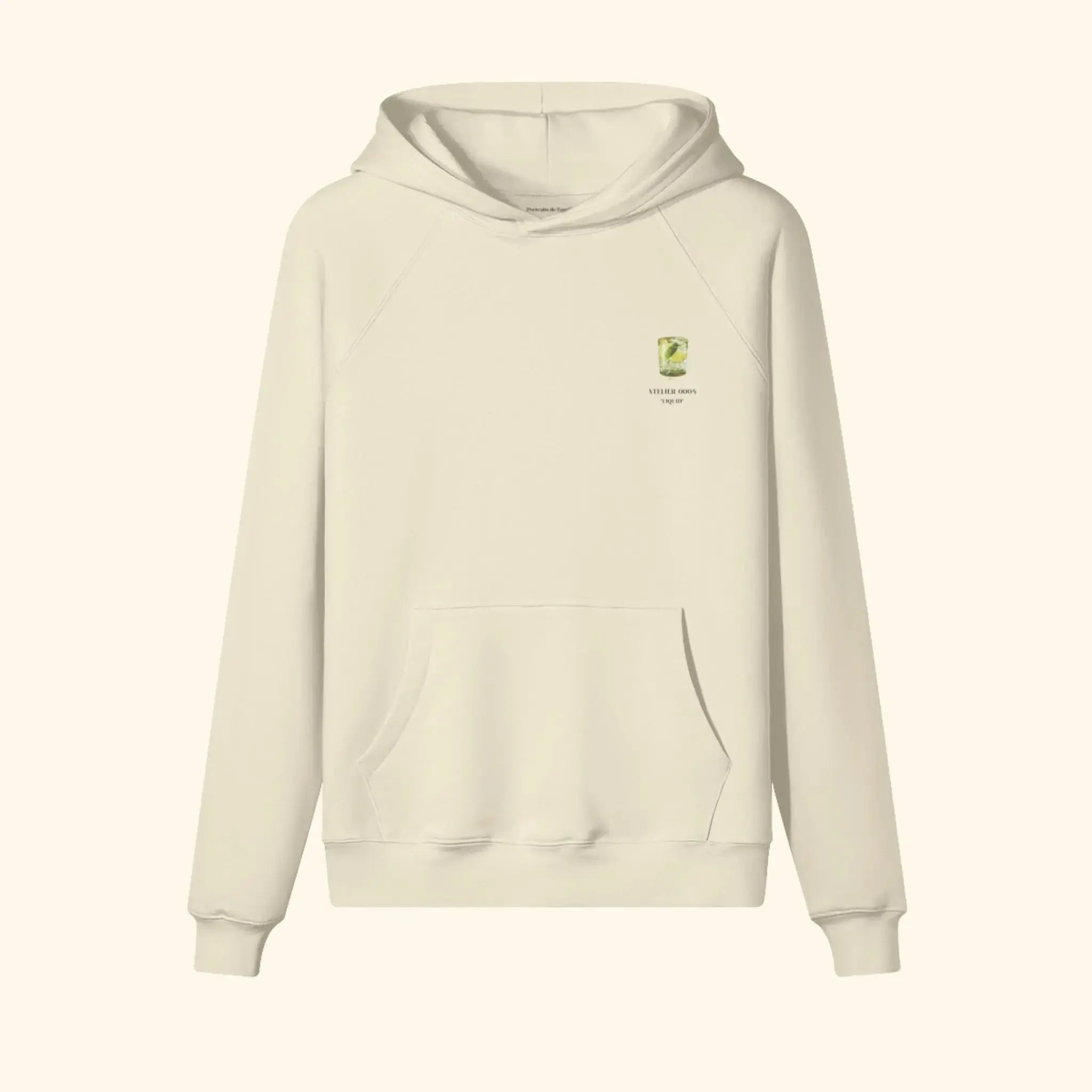 Portraits de Famille Liquid The Hoodie Gin & Tonic Pastel Beige Heavy Cotton Front