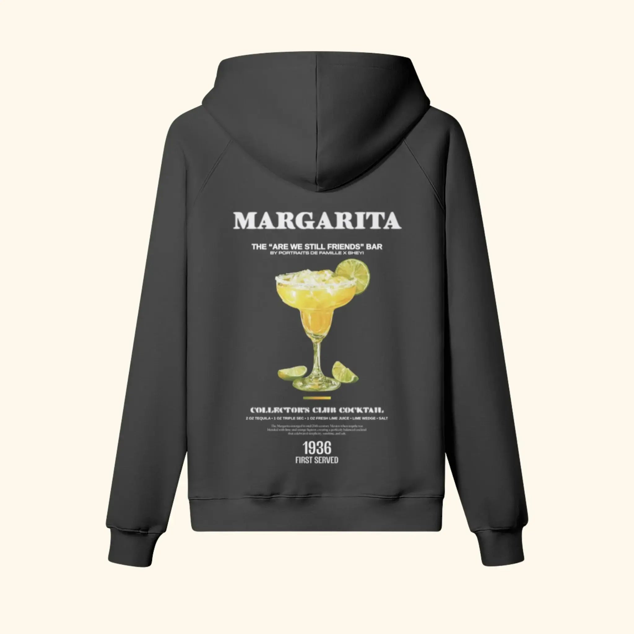 Portraits de Famille Liquid The Hoodie Margarita Midnight Black Heavy Cotton Back
