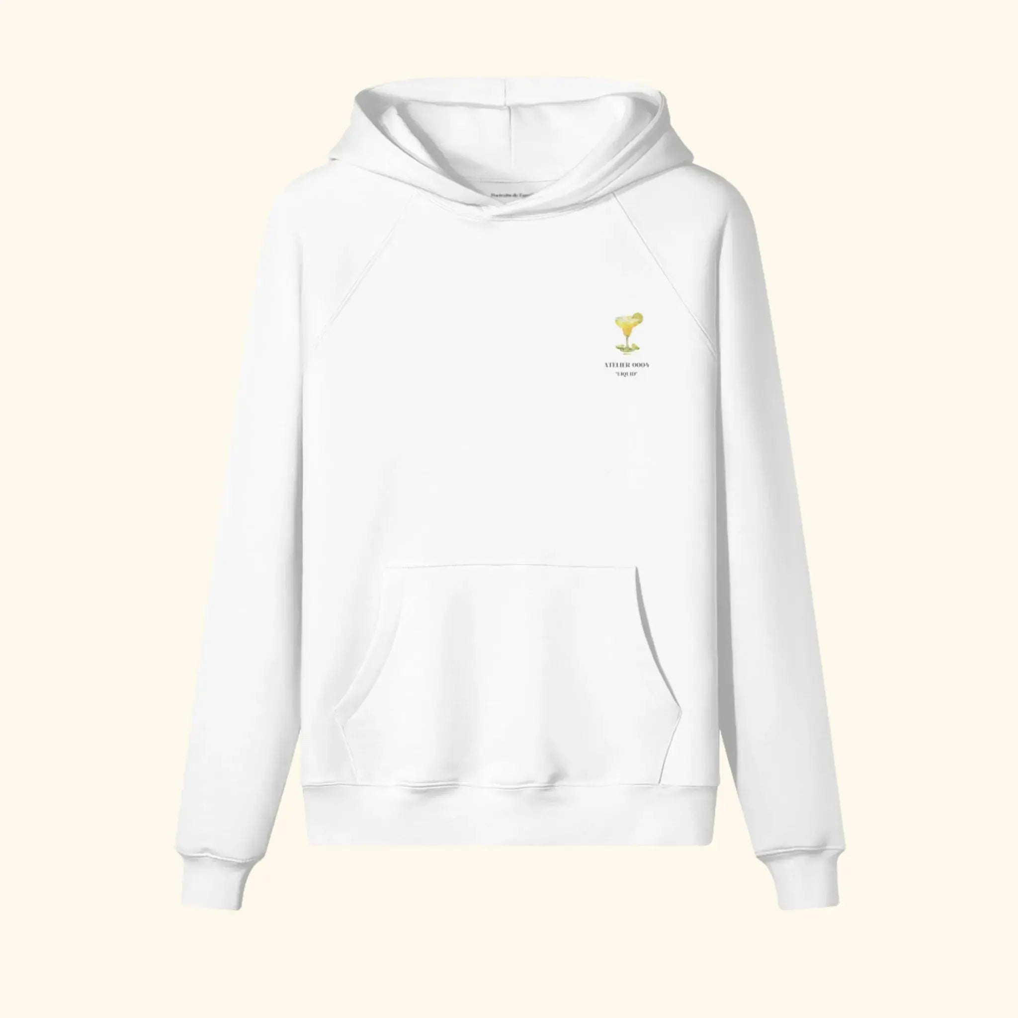 Portraits de Famille Liquid The Hoodie Margarita Off White Heavy Cotton Front