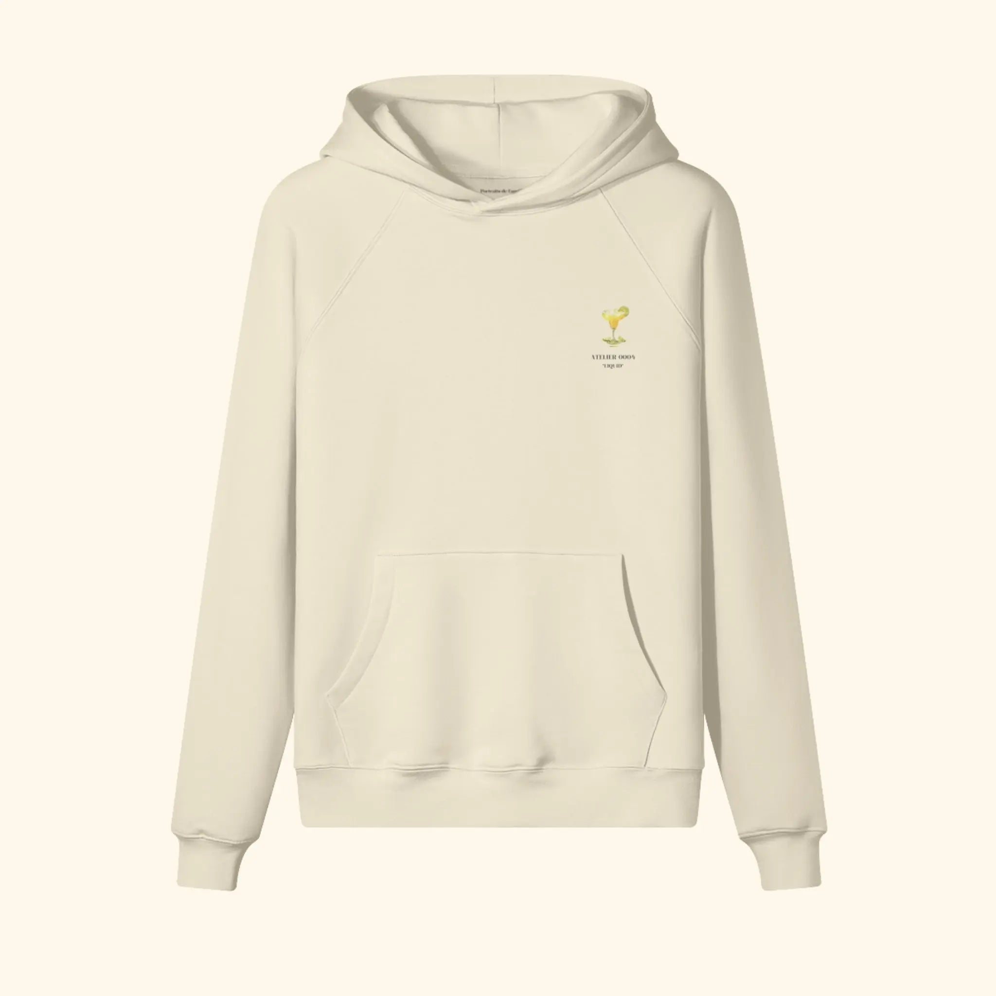 Portraits de Famille Liquid The Hoodie Margarita Pastel Beige Heavy Cotton Front
