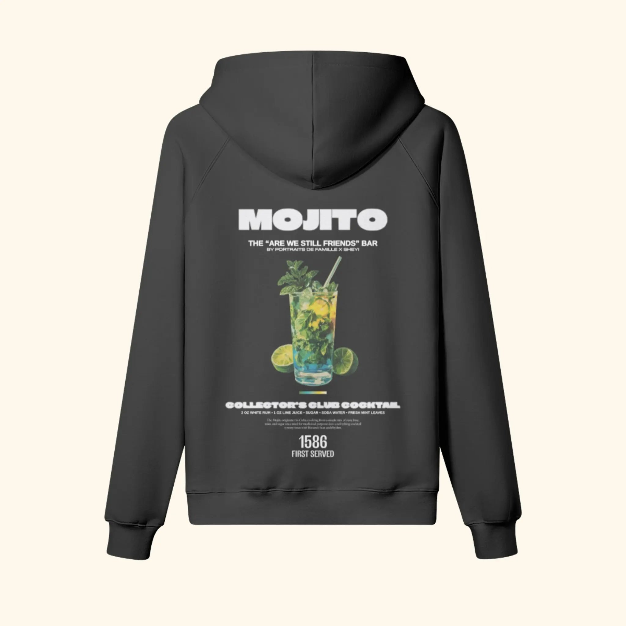 Portraits de Famille Liquid The Hoodie Mojito Midnight Black Heavy Cotton Back
