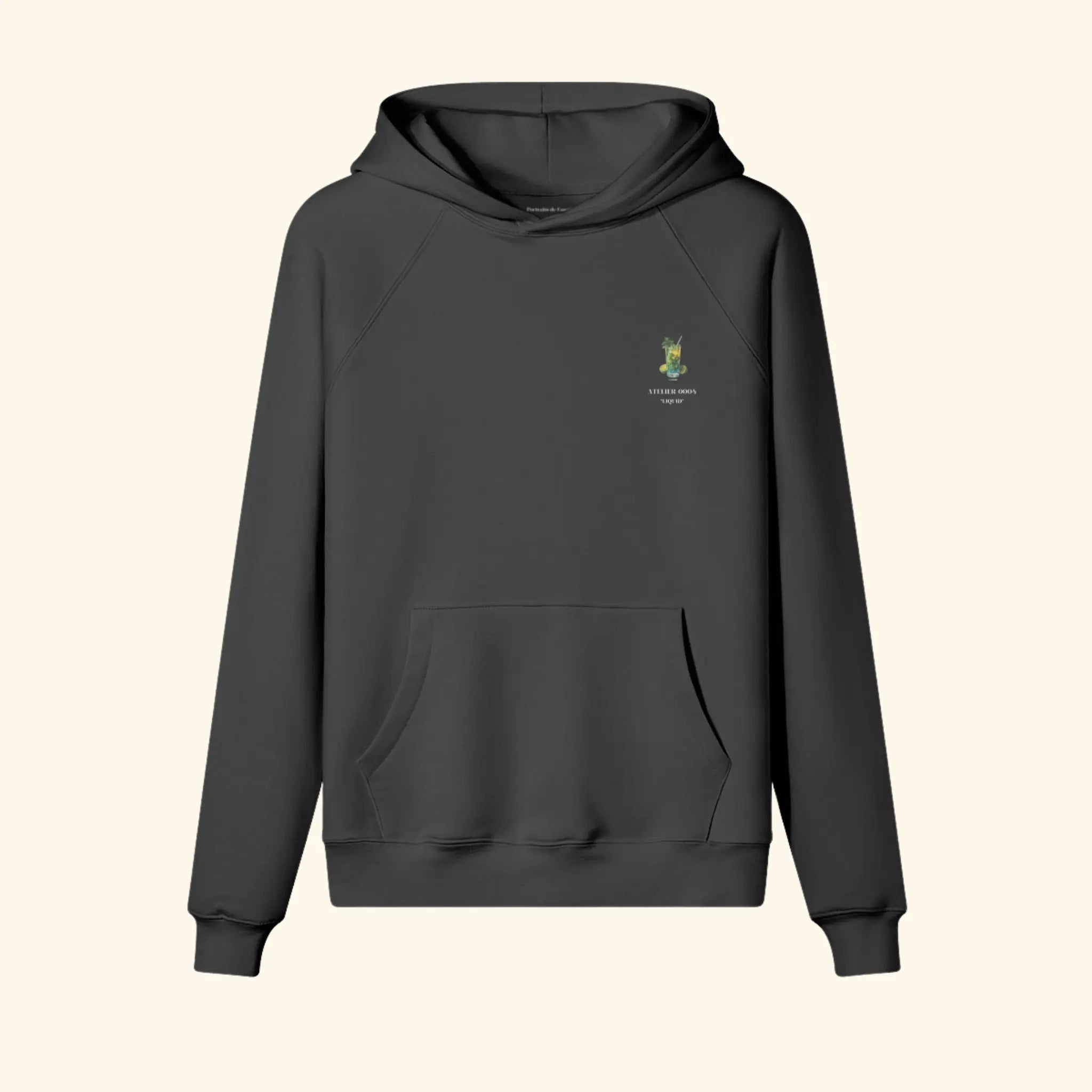 Portraits de Famille Liquid The Hoodie Mojito Midnight Black Heavy Cotton Front