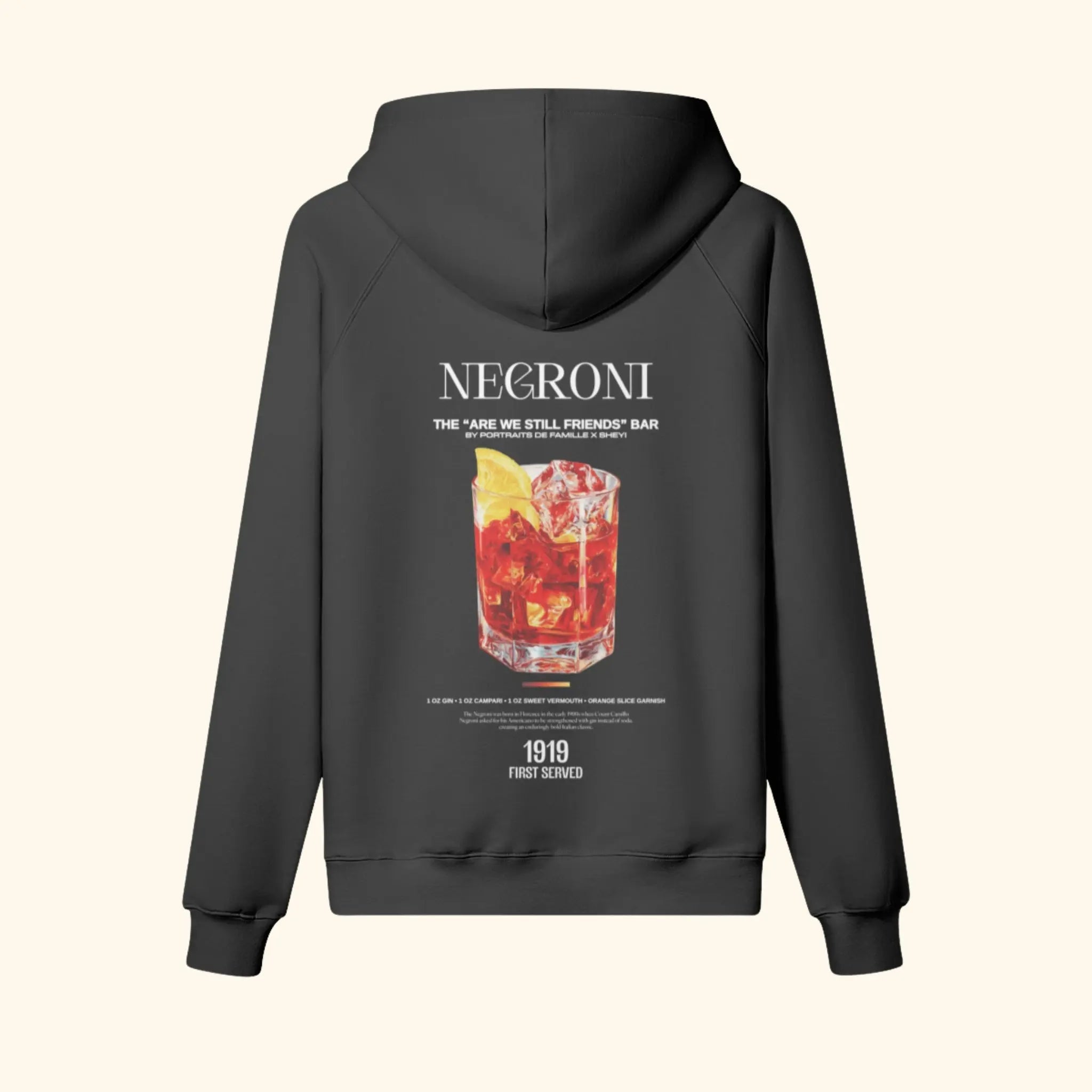 Portraits de Famille Liquid The Hoodie Negroni Midnight Black Heavy Cotton Back