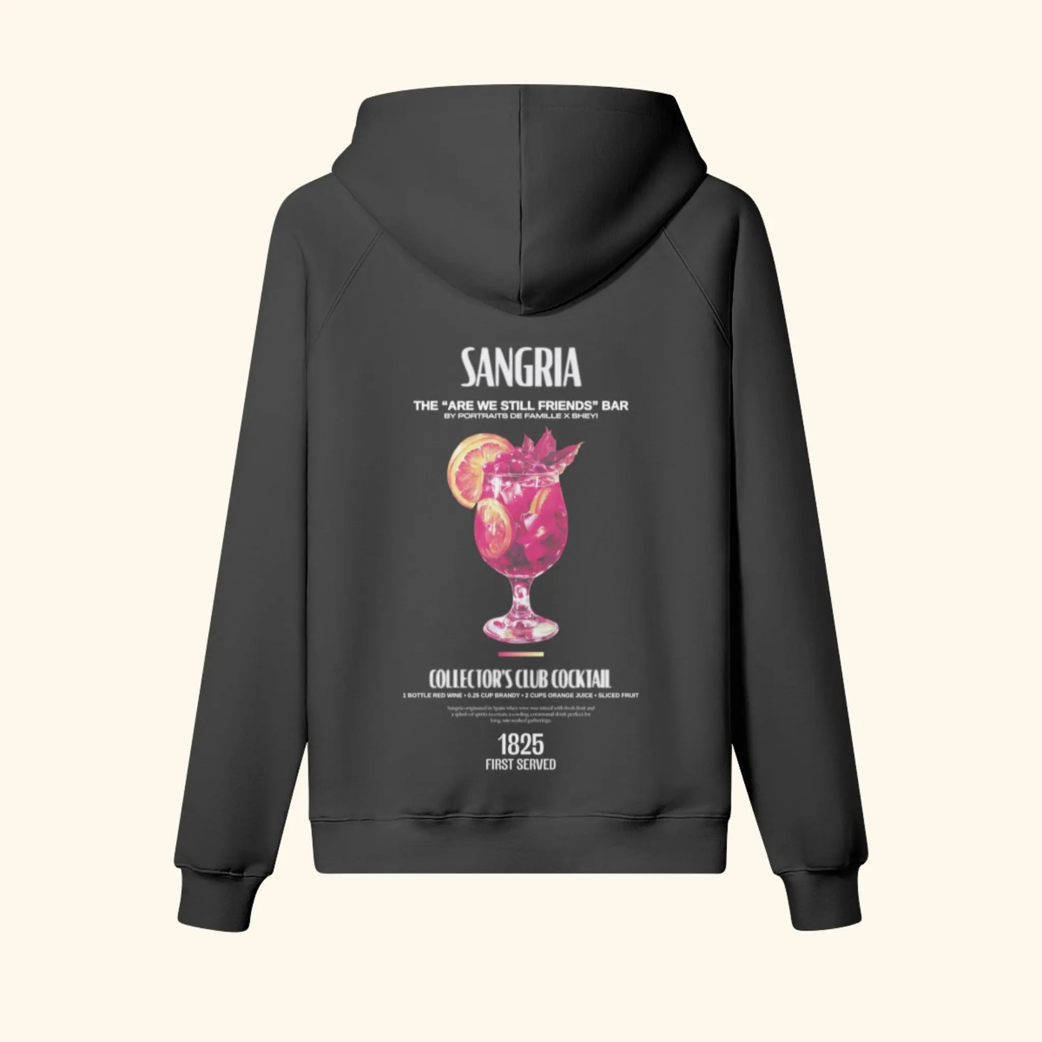 Portraits de Famille Liquid The Hoodie Sangria Midnight Black Heavy Cotton Back