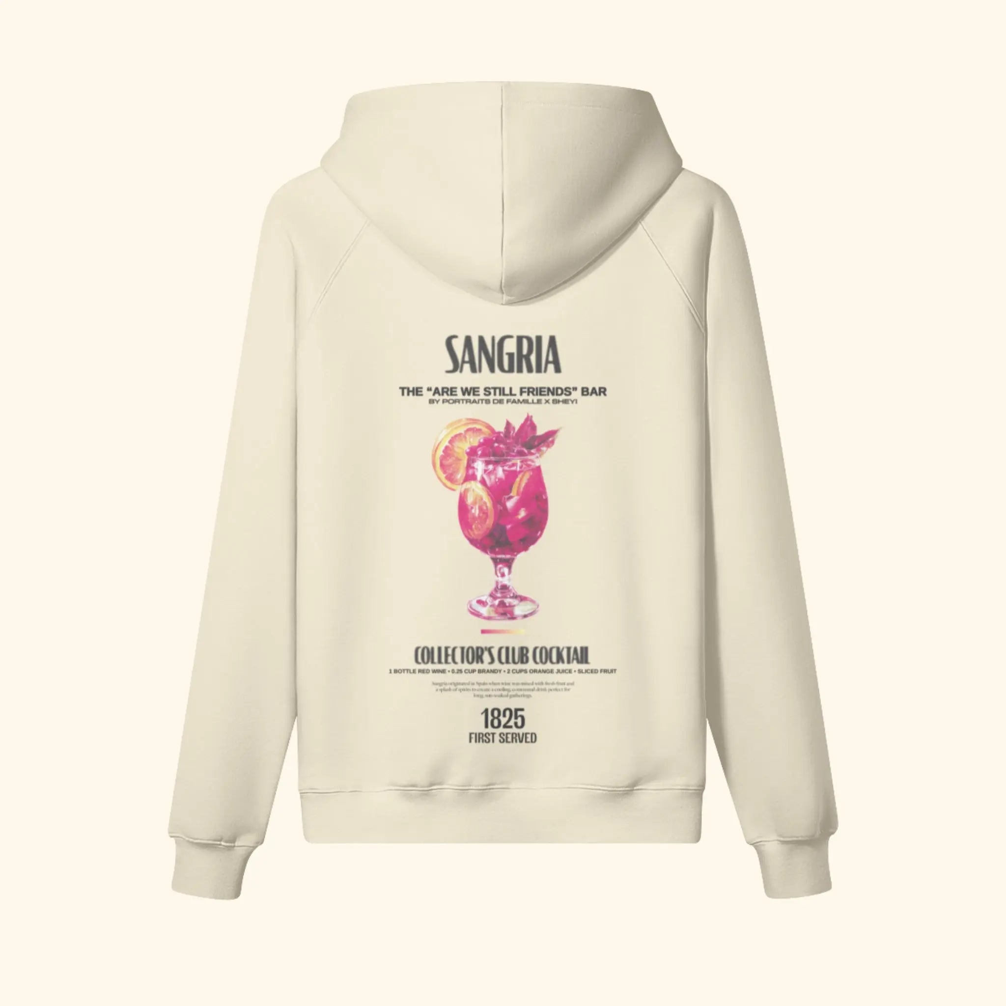 Portraits de Famille Liquid The Hoodie Sangria Pastel Beige Heavy Cotton Back