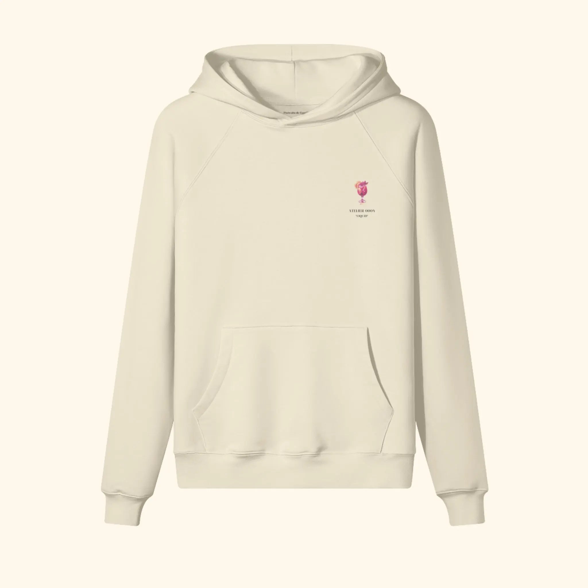Portraits de Famille Liquid The Hoodie Sangria Pastel Beige Heavy Cotton Front
