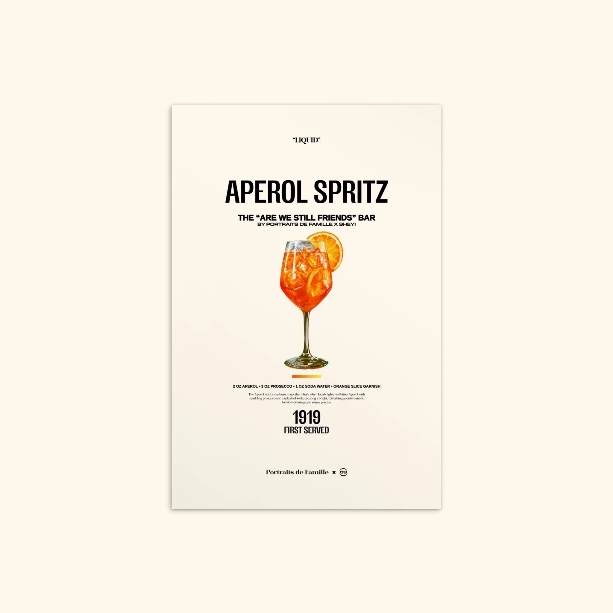 Portraits de Famille Liquid The Postcard Aperol Spritz Matte Paper Front