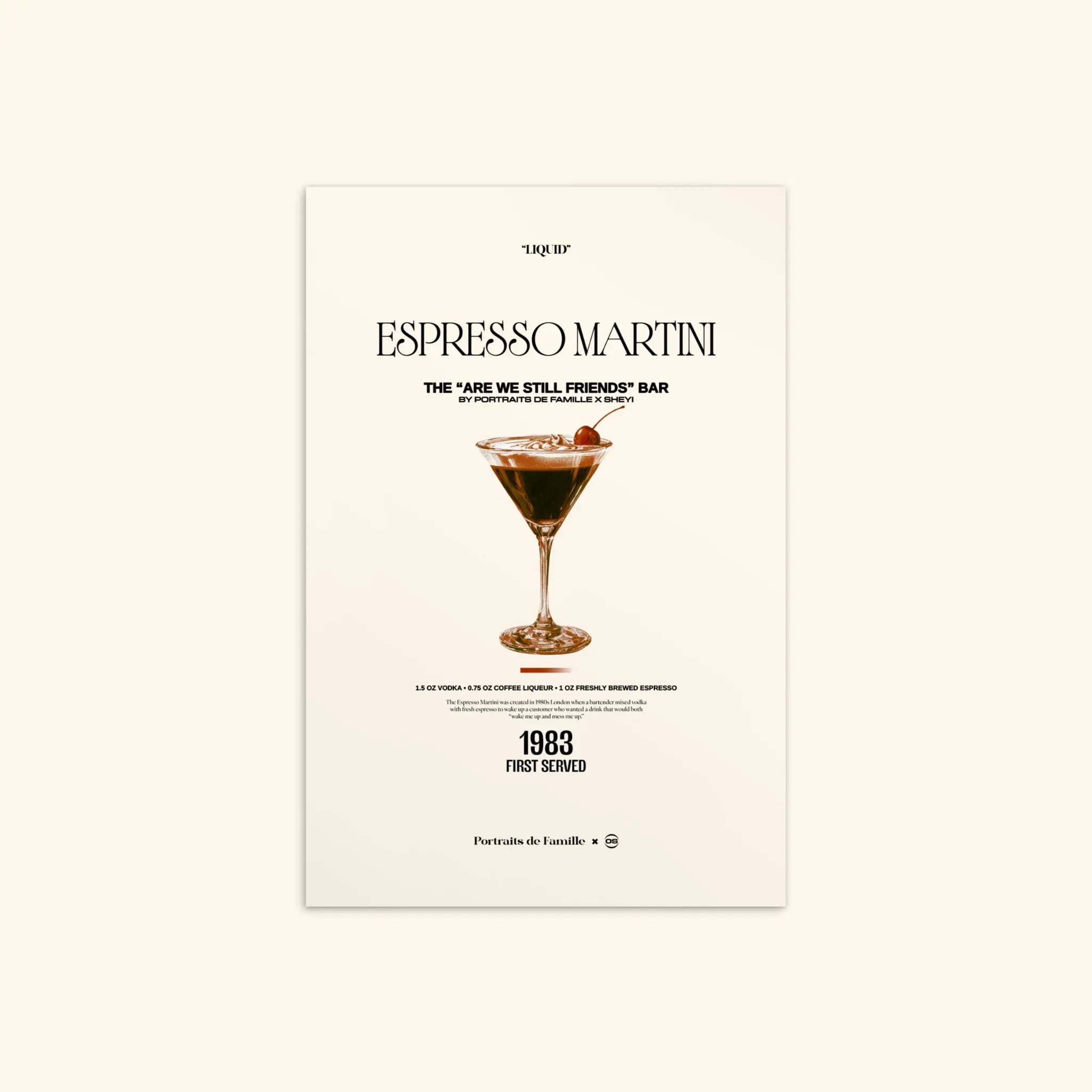Portraits de Famille Liquid The Postcard Espresso Martini Matte Paper Front
