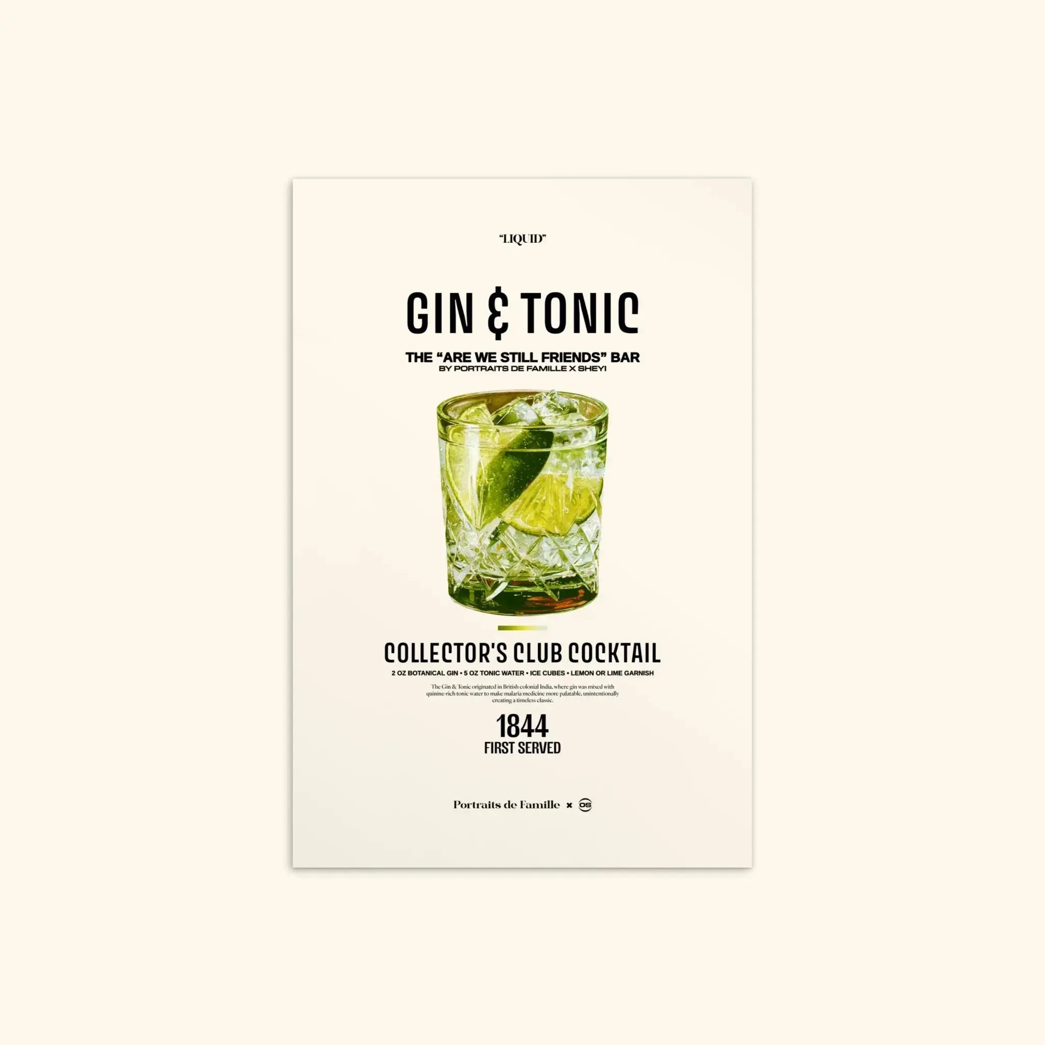 Portraits de Famille Liquid The Postcard Gin & Tonic Matte Paper Front