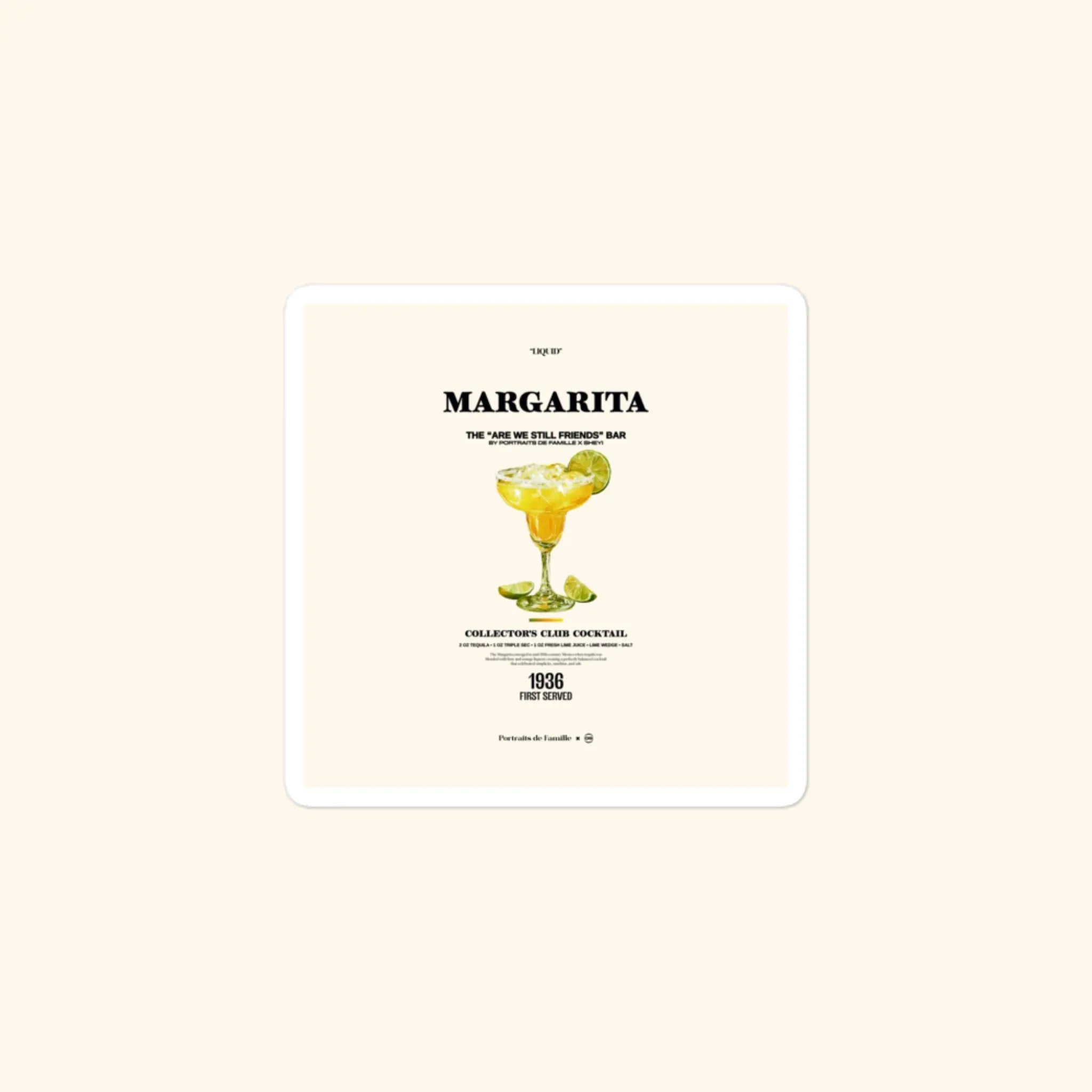 Portraits de Famille Liquid The Sticker Margarita 3x3 High Opacity Durable Front
