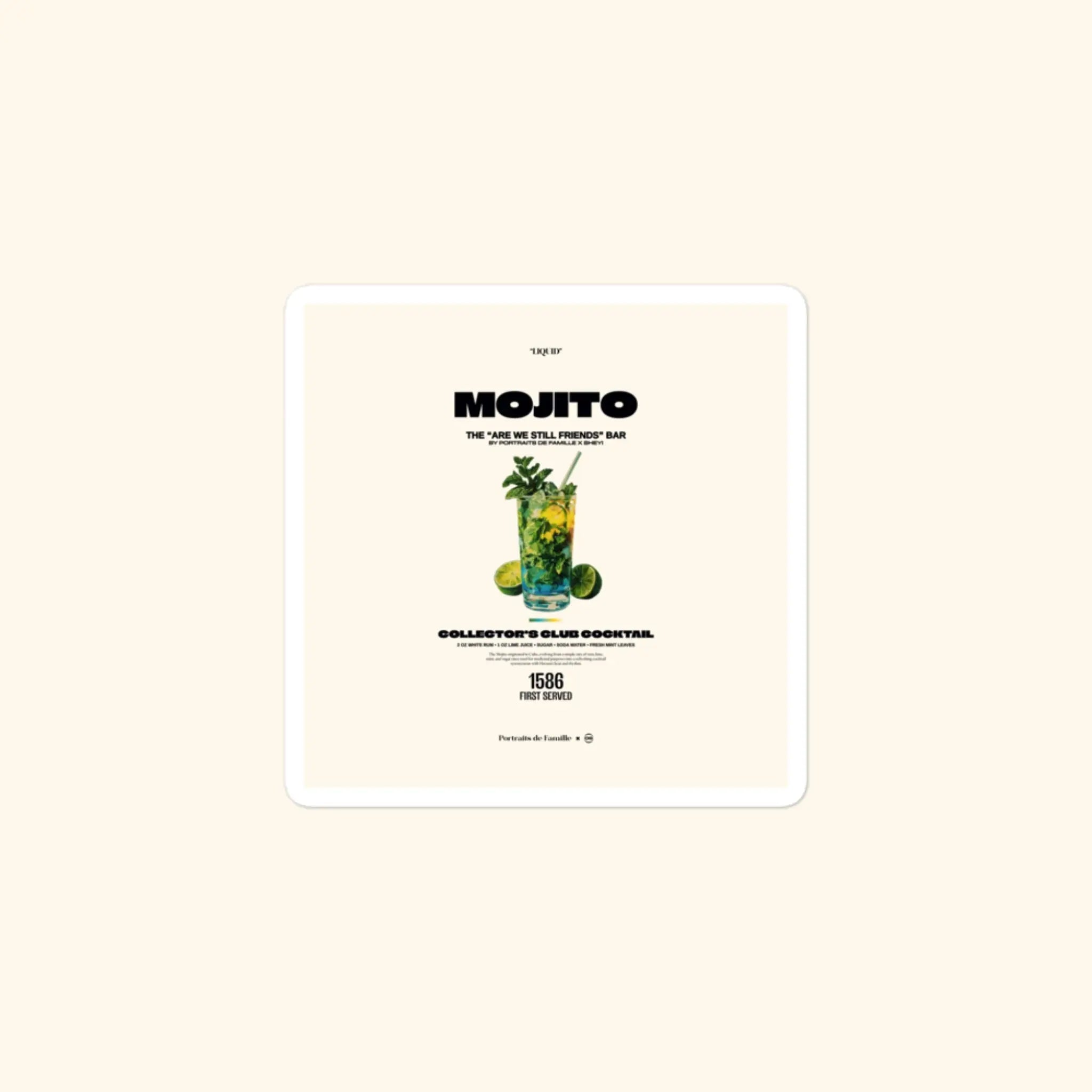 Portraits de Famille Liquid The Sticker Mojito 3x3 High Opacity Durable Front