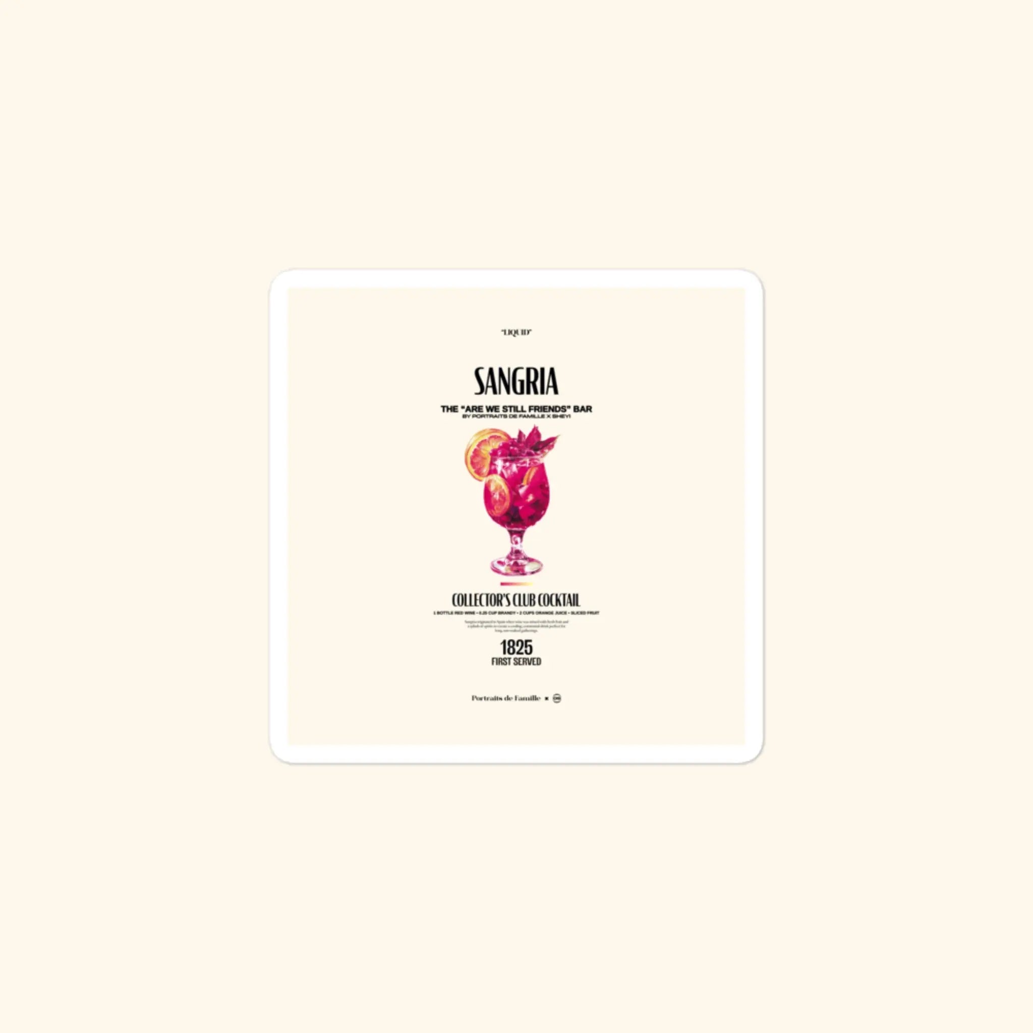 Portraits de Famille Liquid The Sticker Sangria 3x3 High Opacity Durable Front