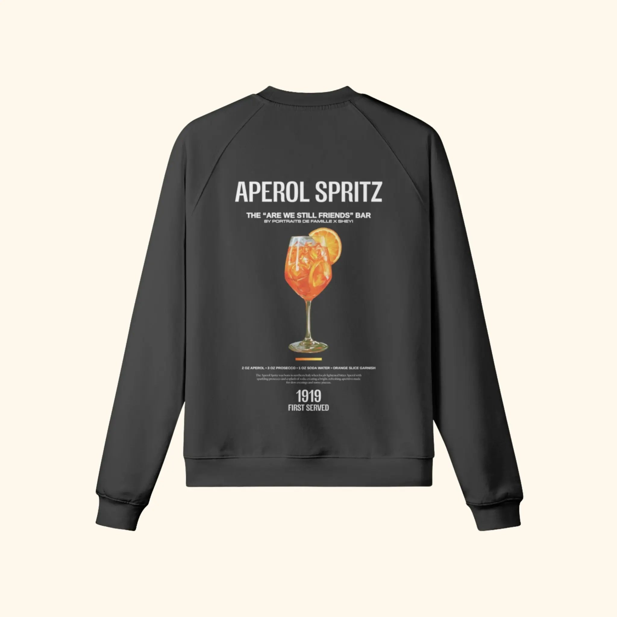 Portraits de Famille Liquid The Sweatshirt Aperol Spritz Midnight Black Heavy Cotton Back