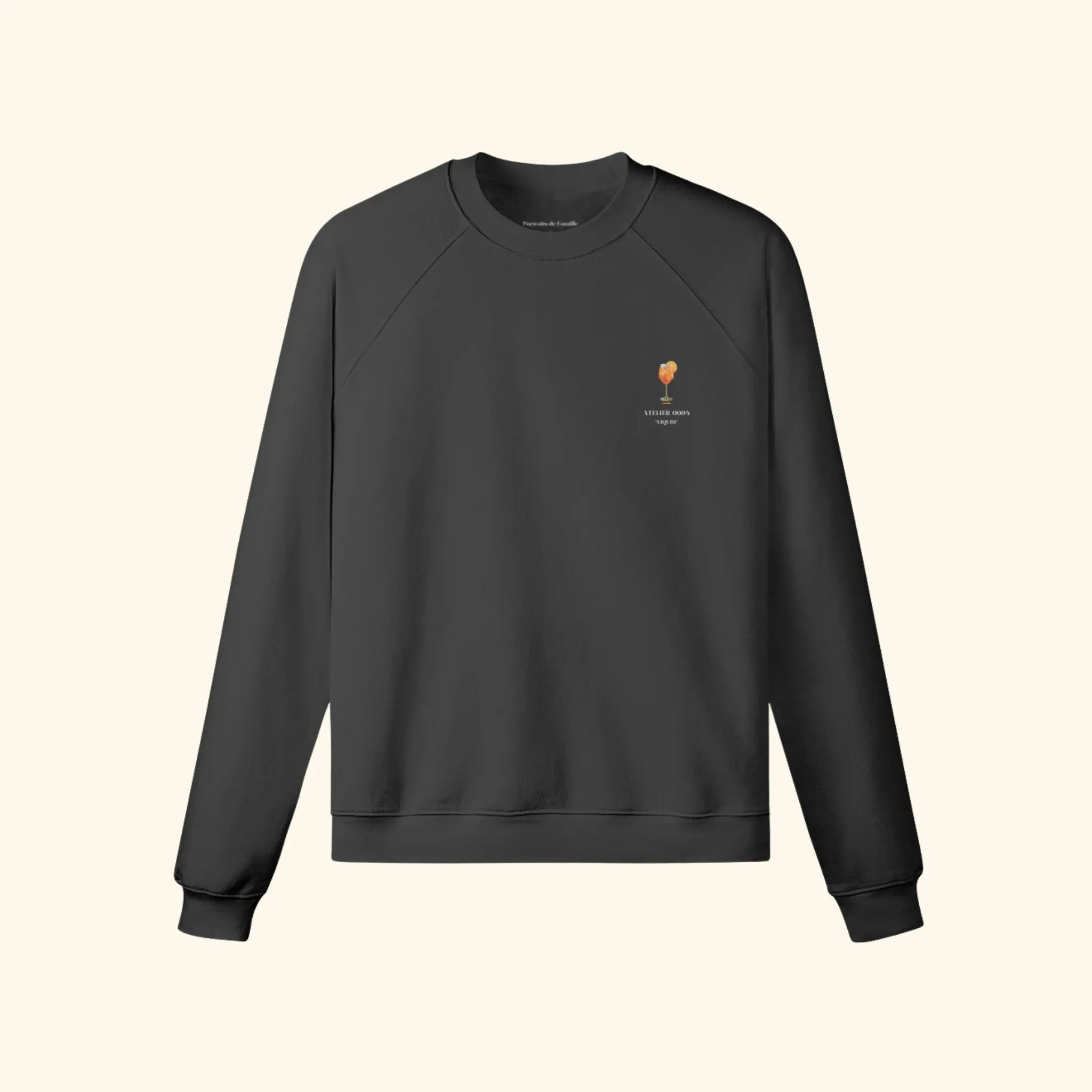 Portraits de Famille Liquid The Sweatshirt Aperol Spritz Midnight Black Heavy Cotton Front