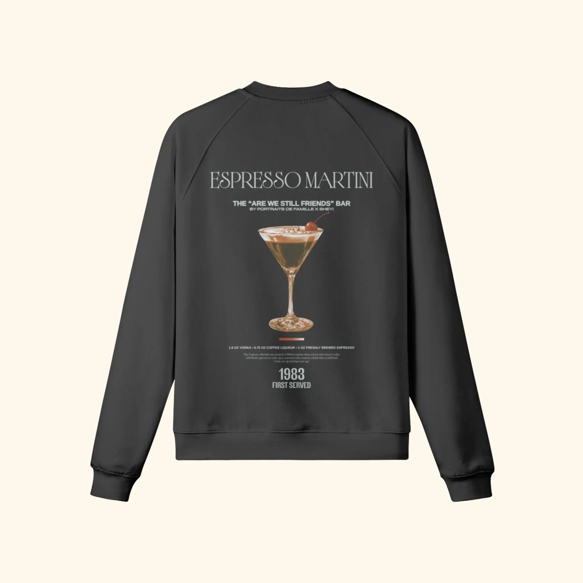 Portraits de Famille Liquid The Sweatshirt Espresso Martini Midnight Black Heavy Cotton Back