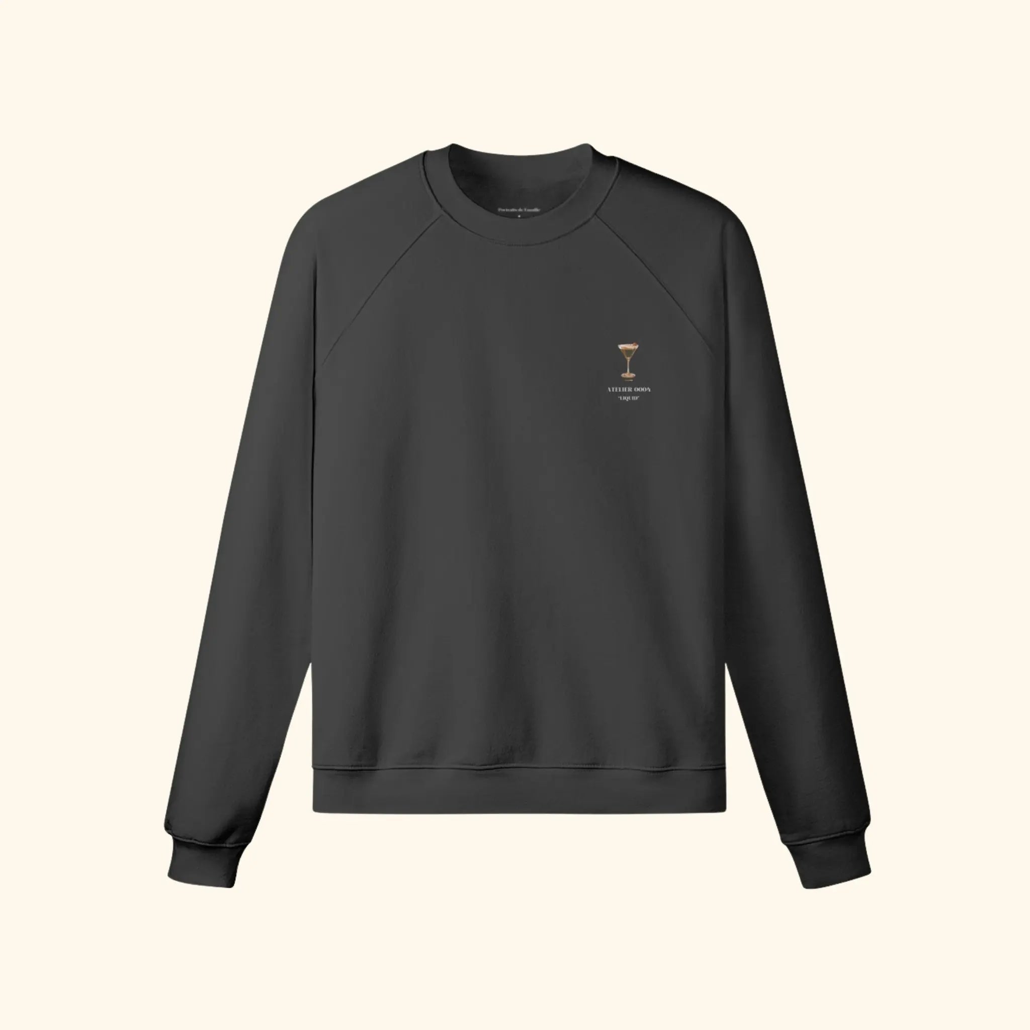 Portraits de Famille Liquid The Sweatshirt Espresso Martini Midnight Black Heavy Cotton Front