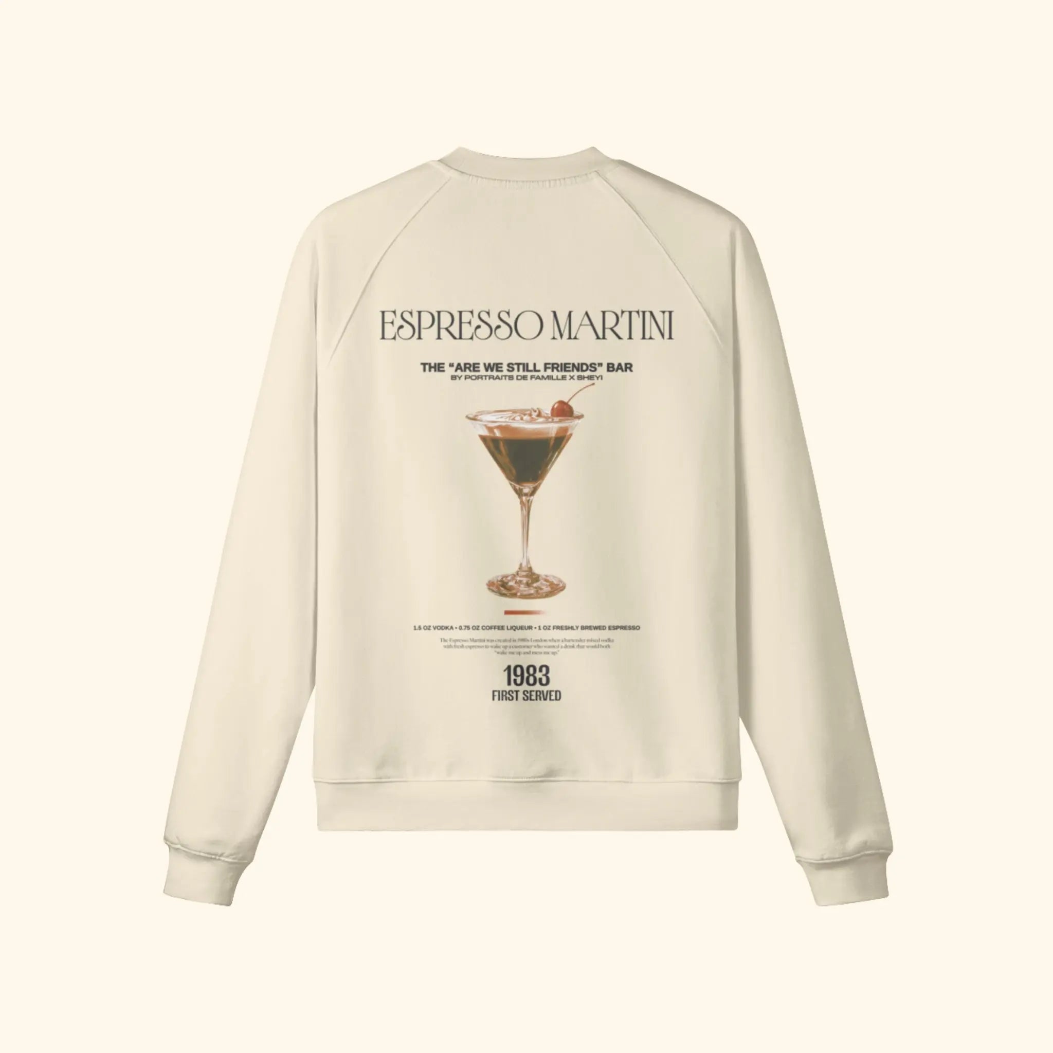 Portraits de Famille Liquid The Sweatshirt Espresso Martini Pastel Beige Heavy Cotton Back
