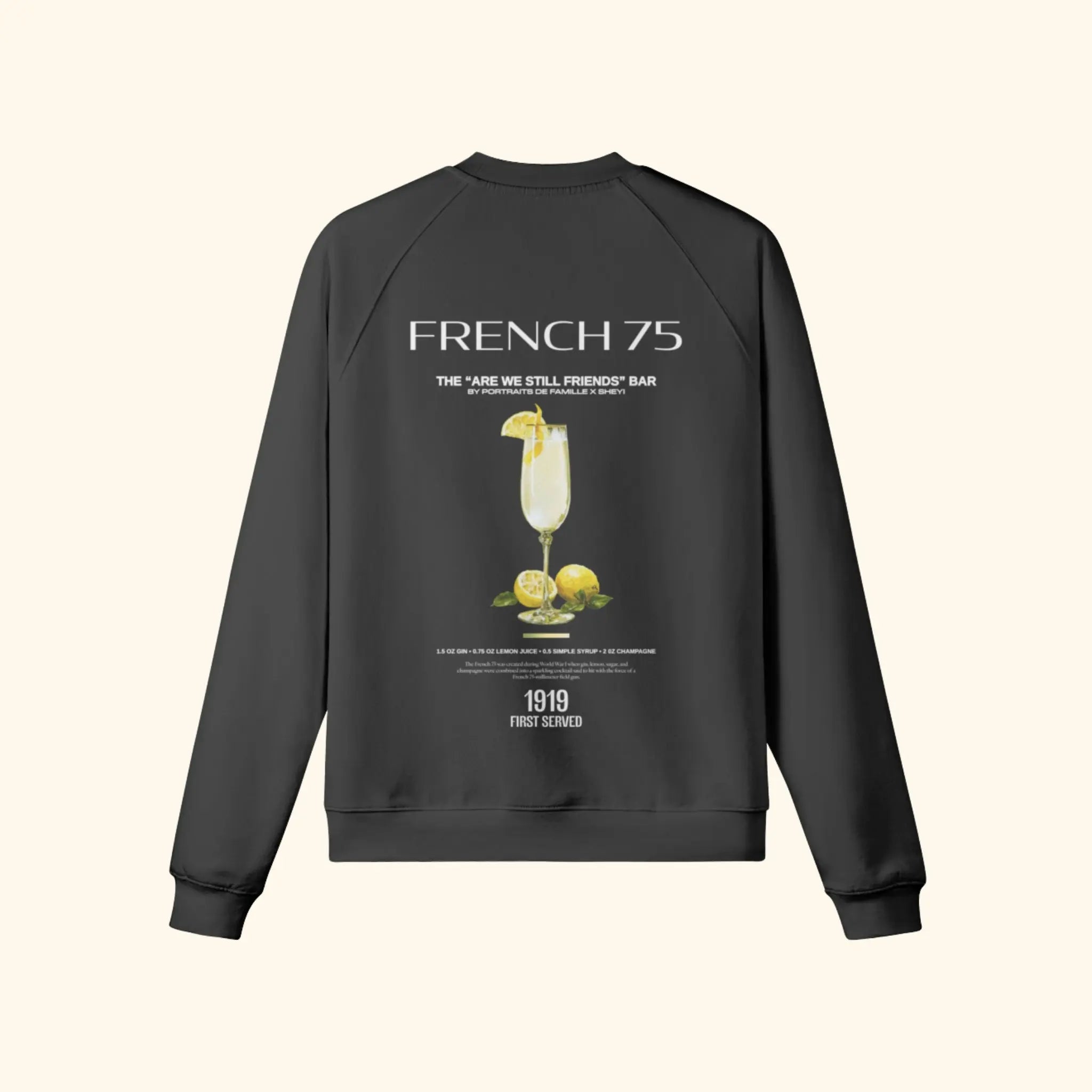 Portraits de Famille Liquid The Sweatshirt French 75 Midnight Black Heavy Cotton Back