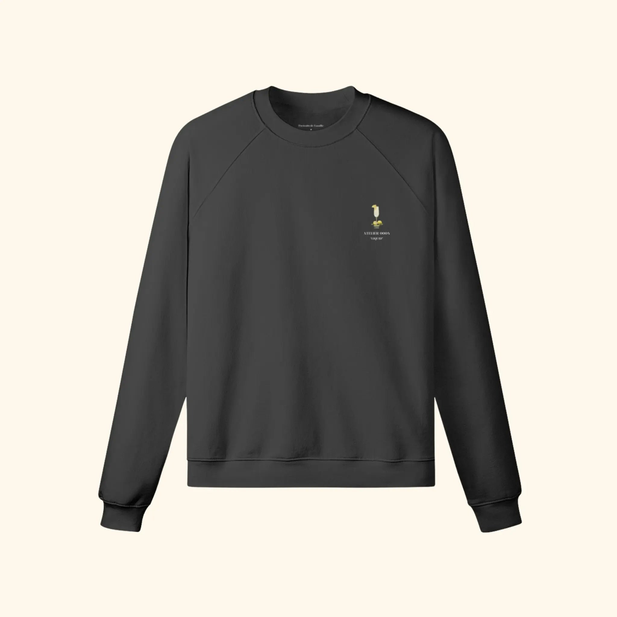 Portraits de Famille Liquid The Sweatshirt French 75 Midnight Black Heavy Cotton Front