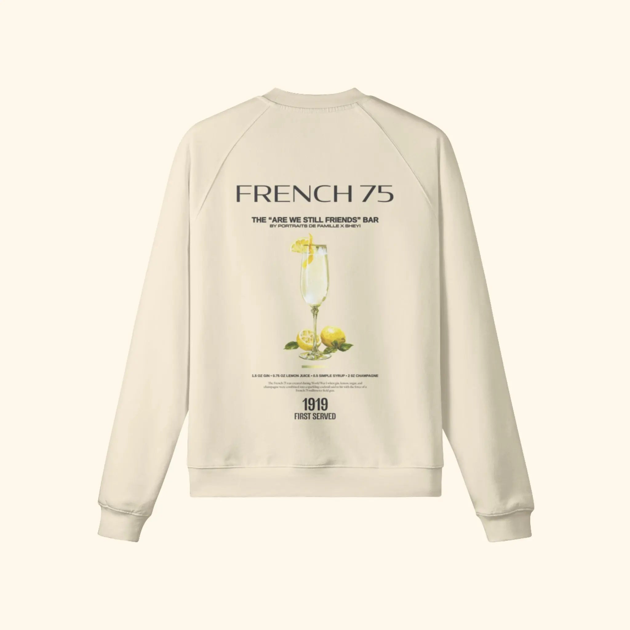Portraits de Famille Liquid The Sweatshirt French 75 Pastel Beige Heavy Cotton Back