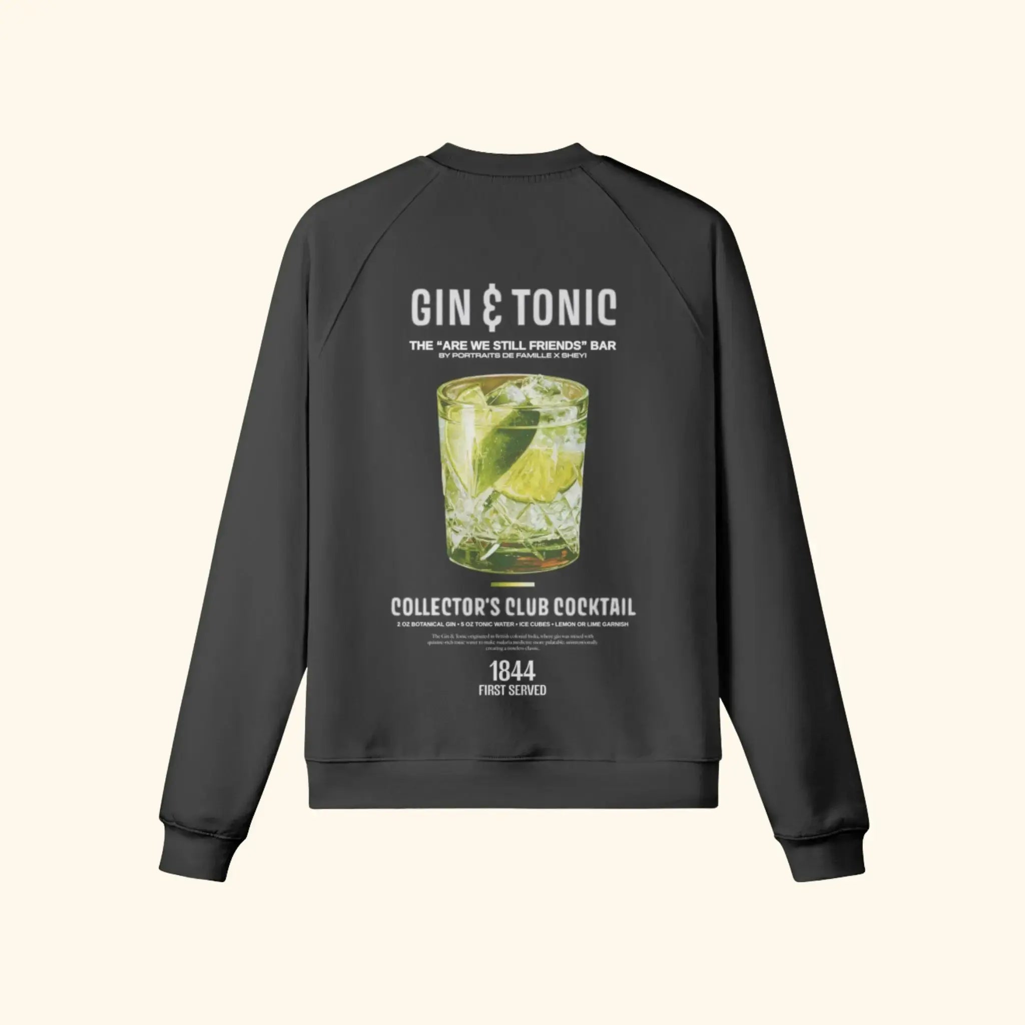 Portraits de Famille Liquid The Sweatshirt Gin & Tonic Midnight Black Heavy Cotton Back