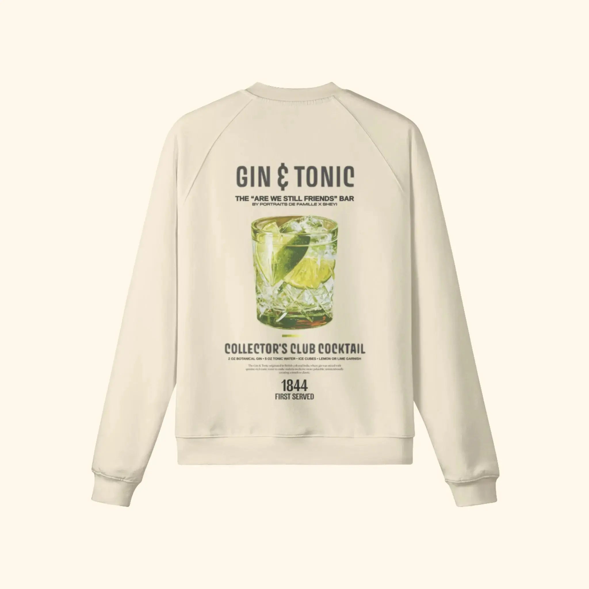 Portraits de Famille Liquid The Sweatshirt Gin & Tonic Pastel Beige Heavy Cotton Back