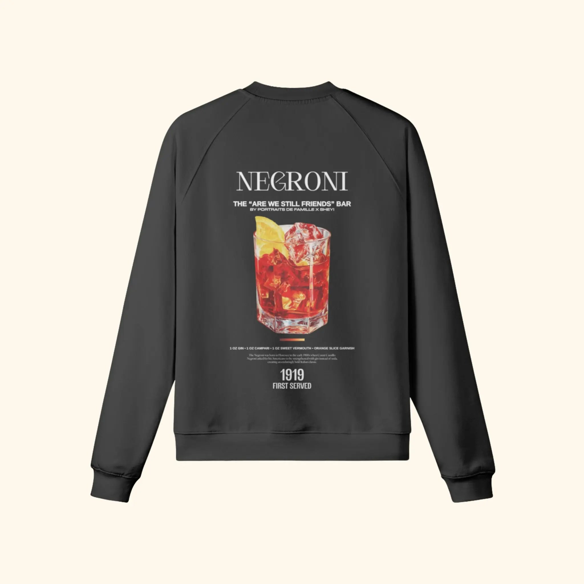 Portraits de Famille Liquid The Sweatshirt Negroni Midnight Black Heavy Cotton Back