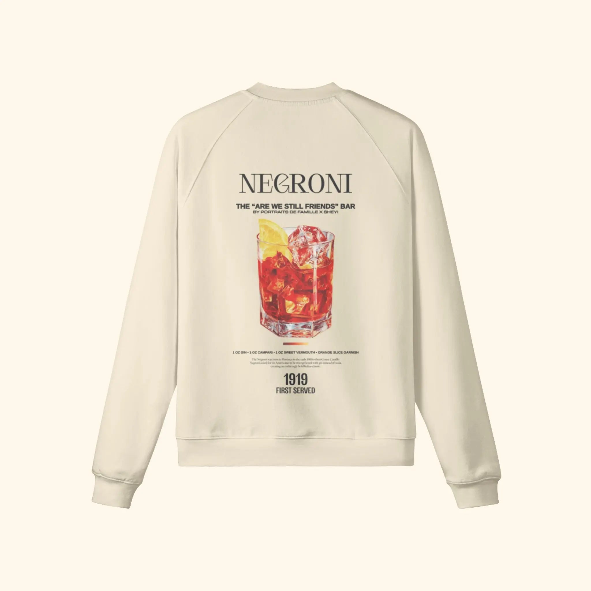Portraits de Famille Liquid The Sweatshirt Negroni Pastel Beige Heavy Cotton Back