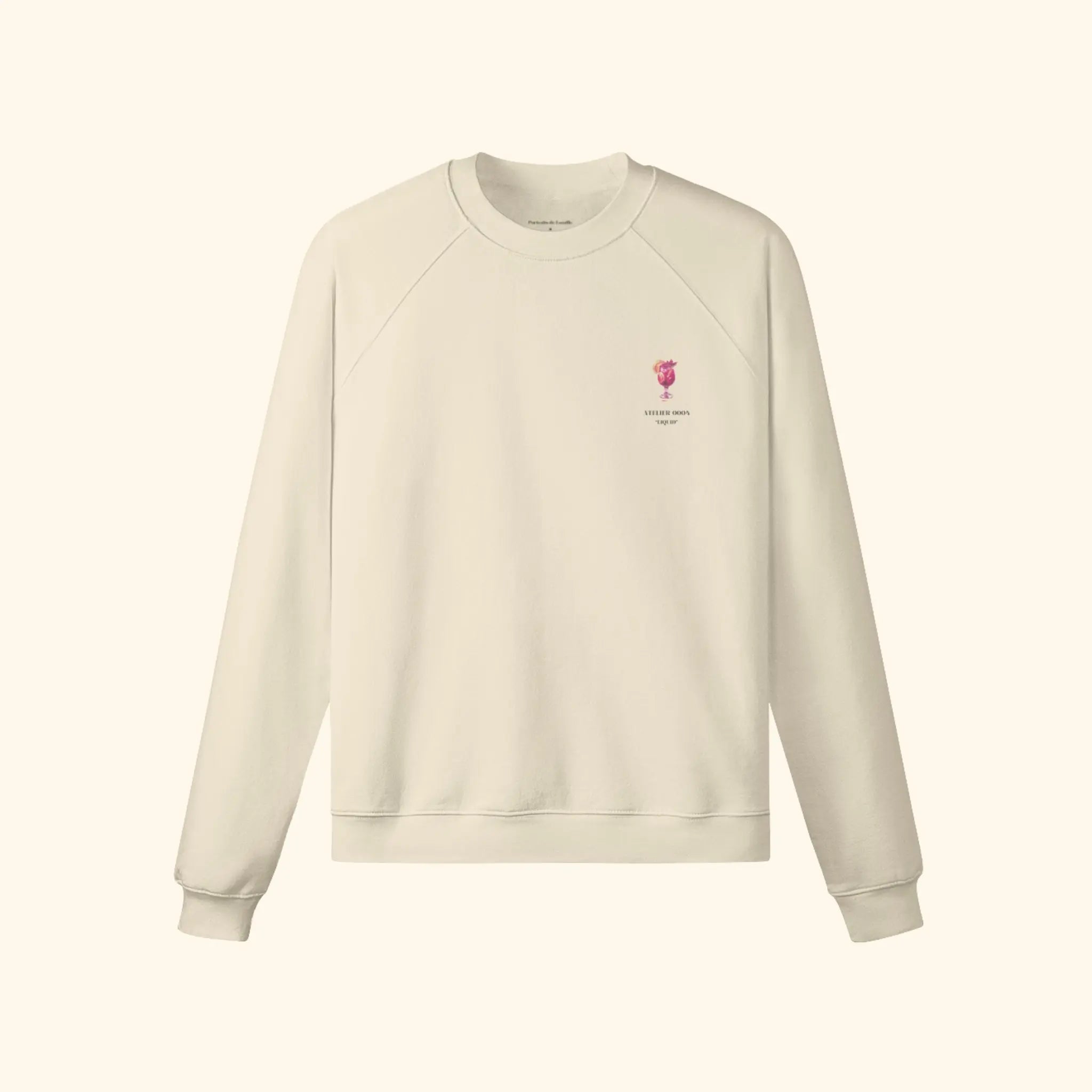 Portraits de Famille Liquid The Sweatshirt Sangria Pastel Beige Heavy Cotton Front