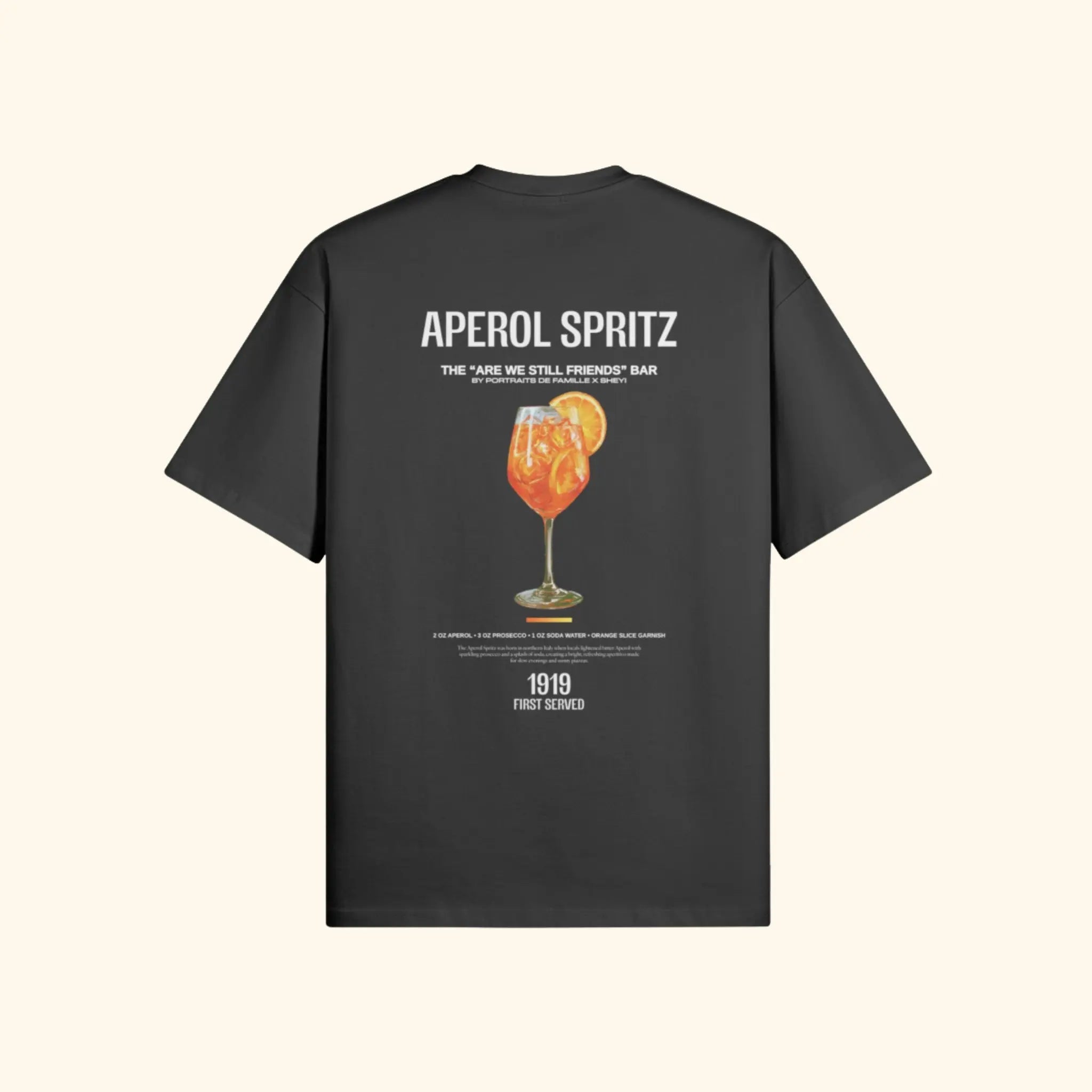 Portraits de Famille Liquid The Tee Aperol Spritz Midnight Black Heavy Cotton Back