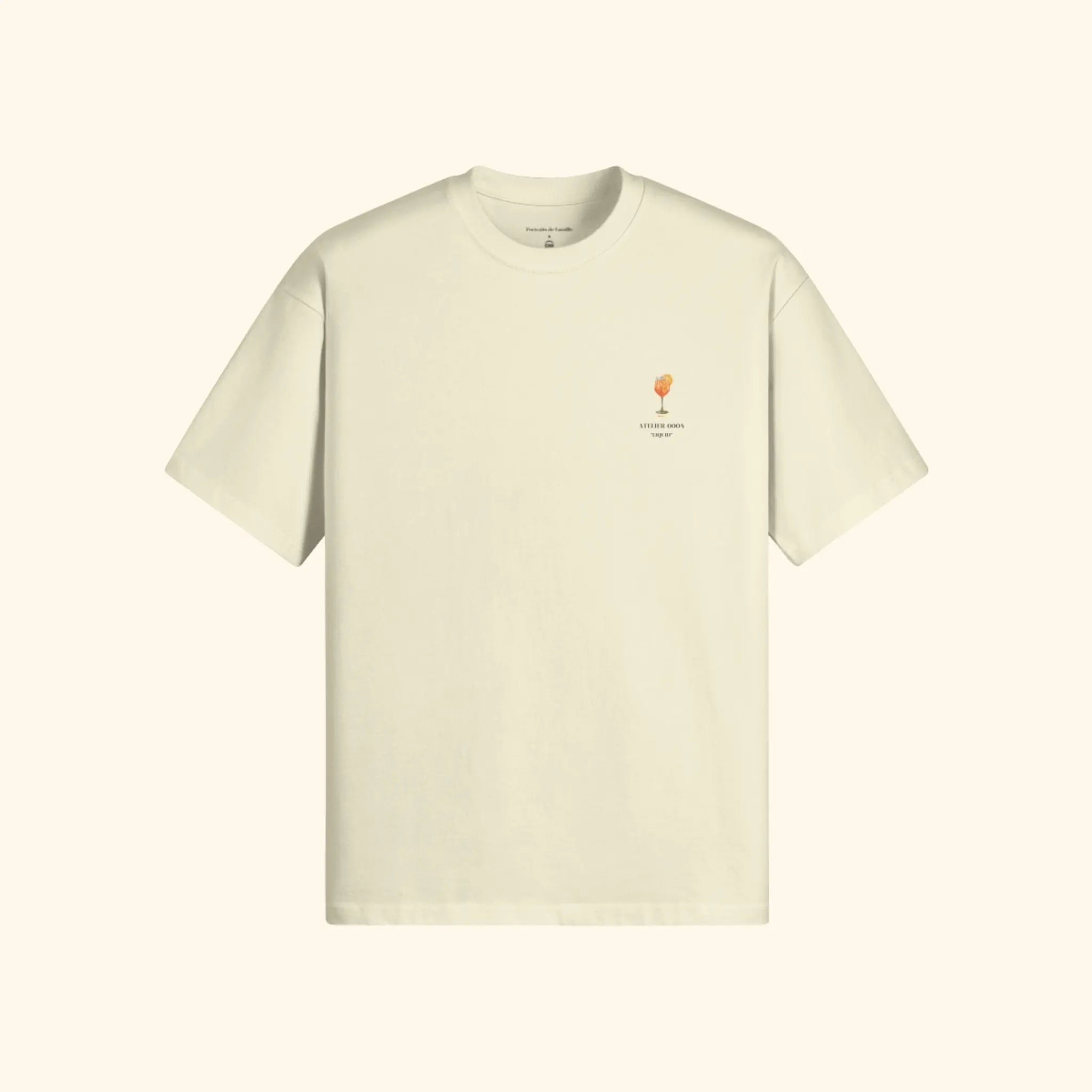 Portraits de Famille Liquid The Tee Aperol Spritz Pastel Cream Heavy Cotton Front