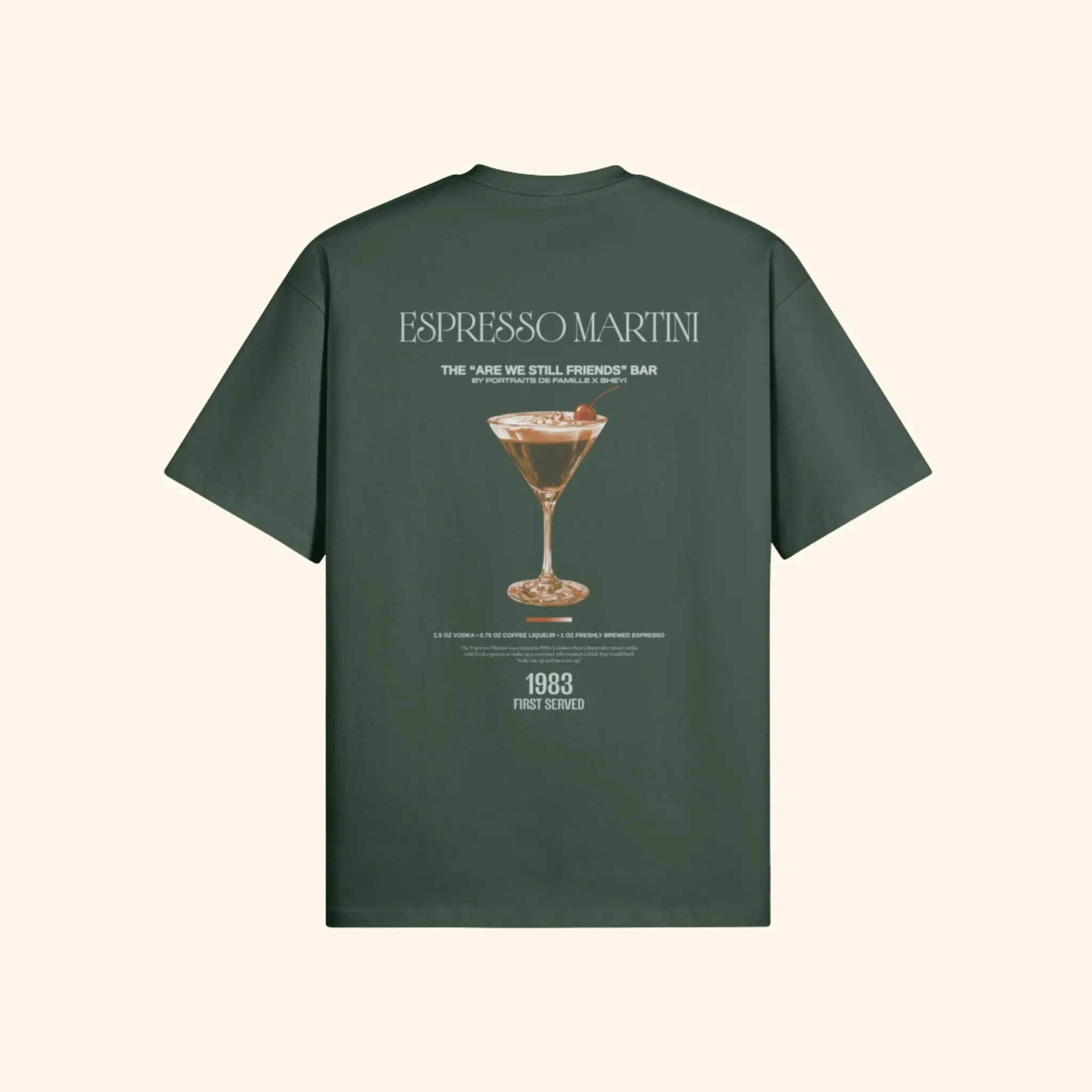 Portraits de Famille Liquid The Tee Espresso Martini Forest Green Heavy Cotton Back